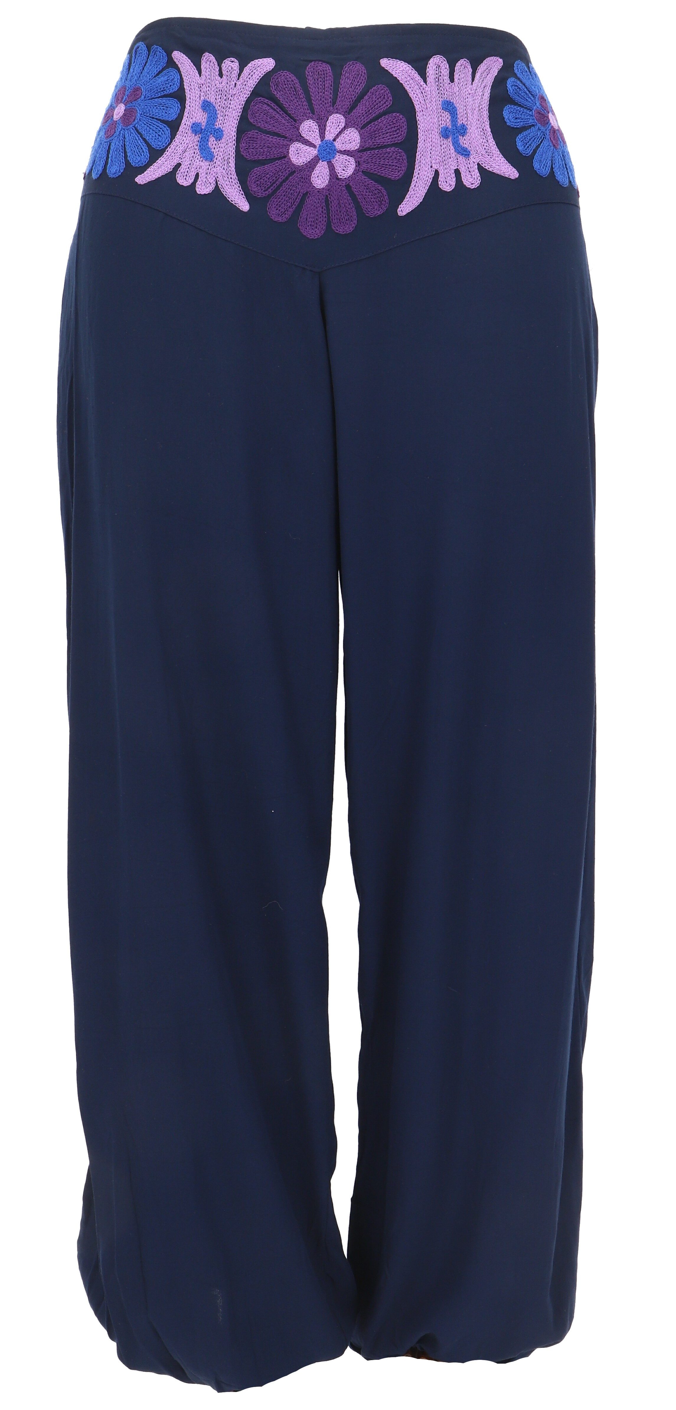 Guru-Shop Relaxhose Bestickte Boho Pluderhose, Muckhose, Haremshose.. alternative Bekleidung, Ethno Style