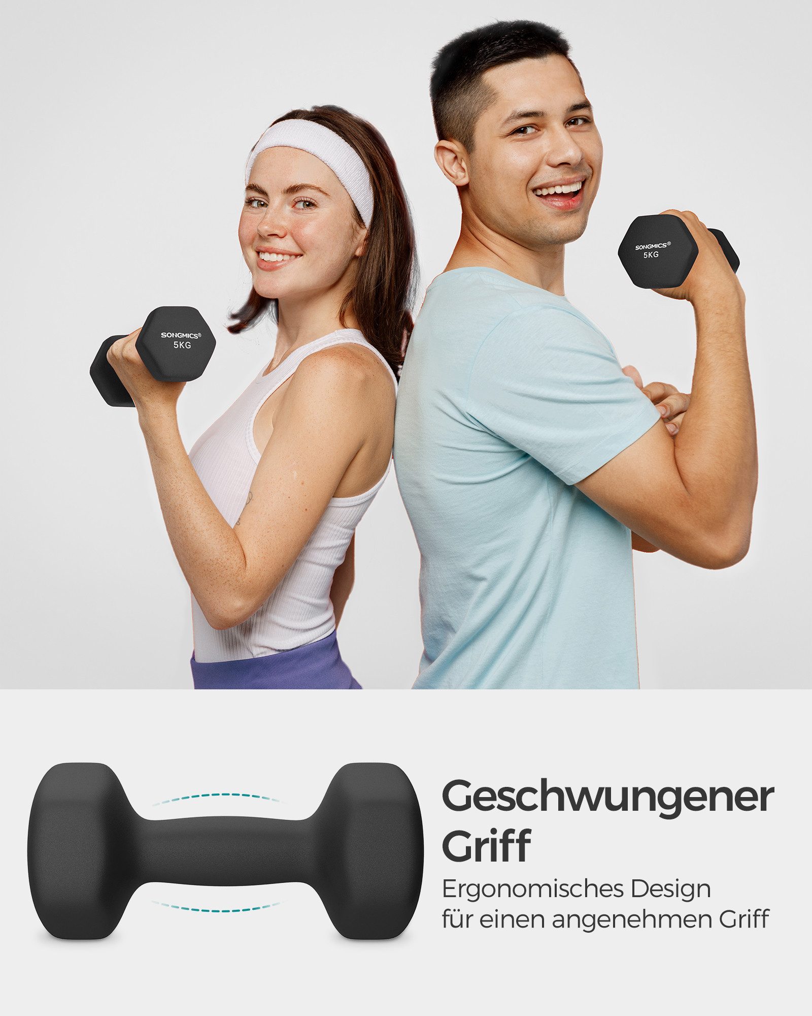 SONGMICS Kurzhantel Hanteln, (2er Set Neopren-Beschichtung, Hantelset, Kurzhanteln, Hexagon), 1KG-2KG-3KG-4KG-5KG Krafttraining, Workout, Fitnesstraining