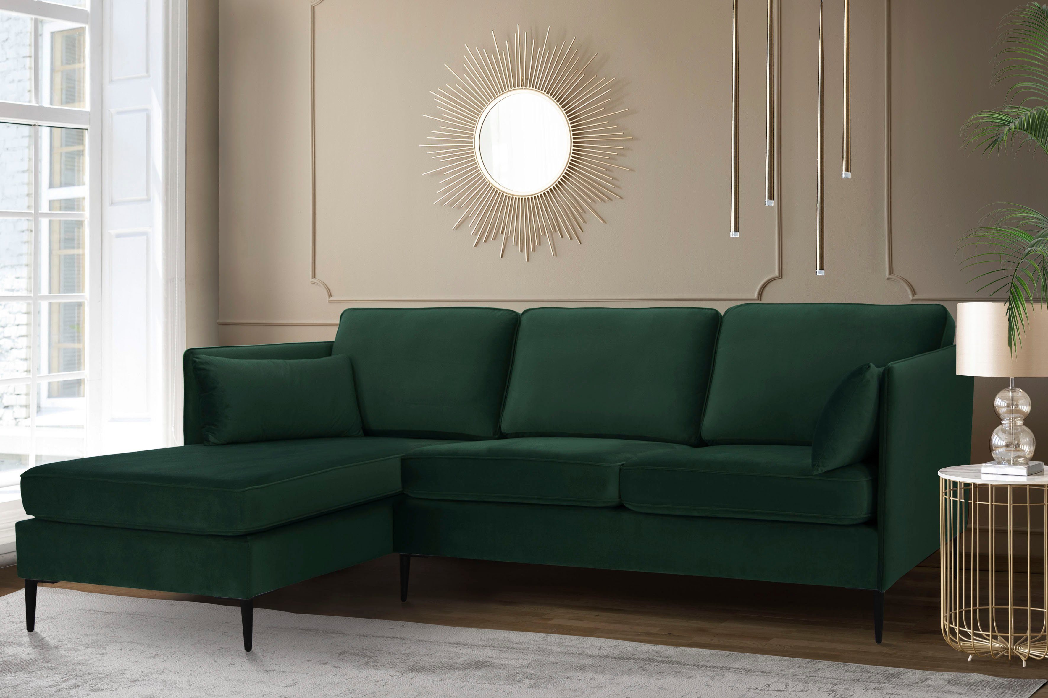 Home affaire Ecksofa Light L-Form, inklusive loser Zierkissen, mit schmalen Armlehnen und Teleskopfüßen