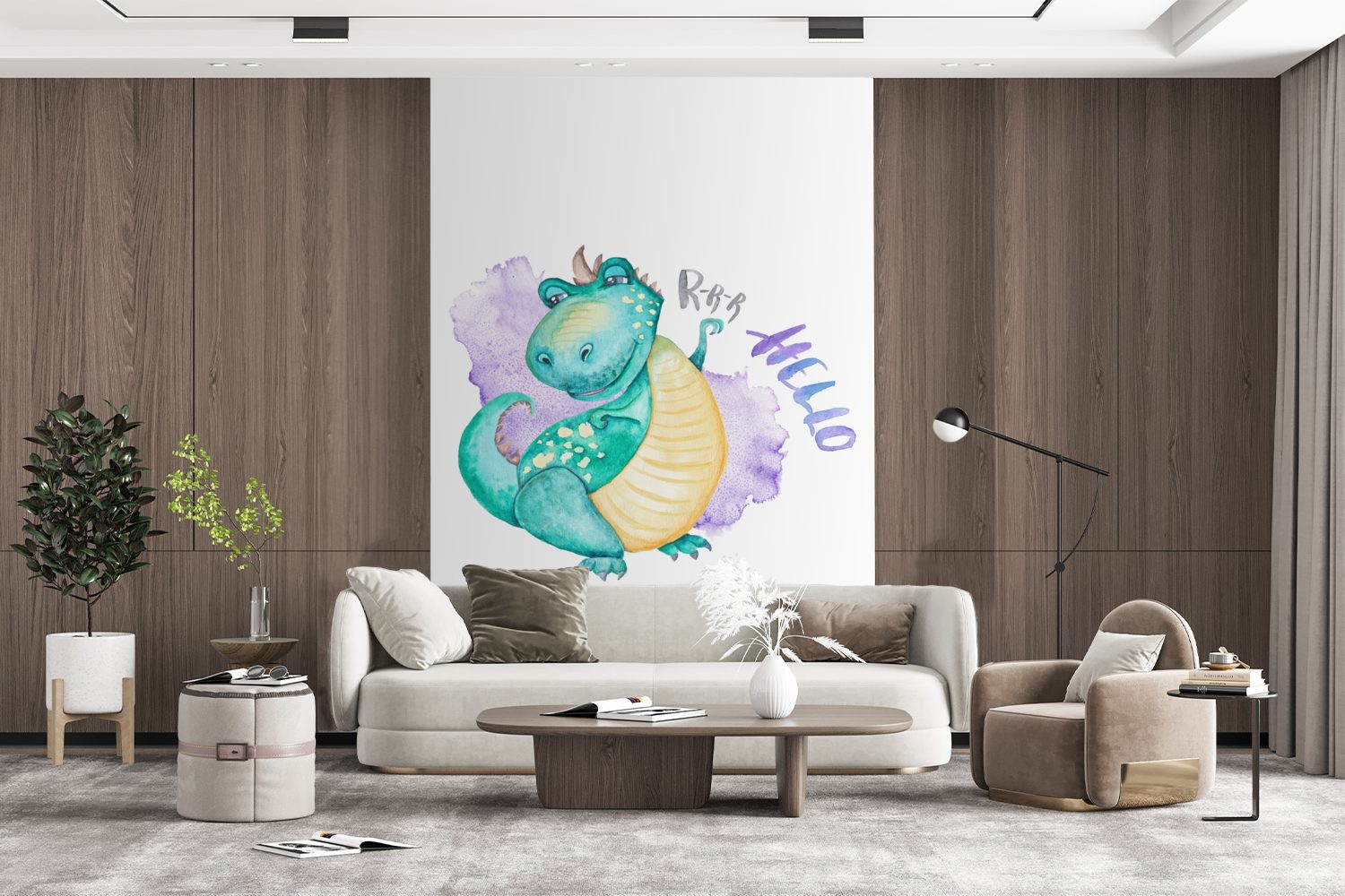 MuchoWow Fototapete Kinderzimmer - Dinosaurier - (3 bedruckt, für - - Matt, Wohnzimmer, Tapete Wandtapete Jungen - Mädchen Vinyl Kinder, St), Montagefertig Weiß