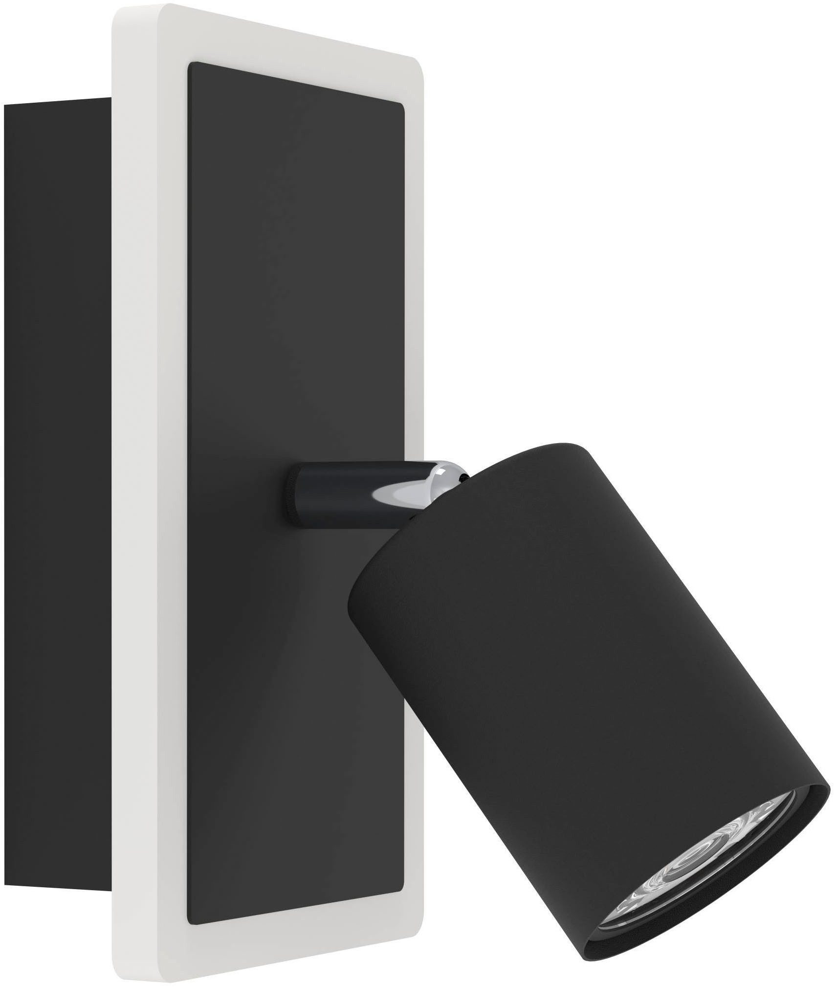 EGLO Deckenleuchte Rimbocchi 1 Deckenlampe, Metall und Kunststoff, Spotbalken schwenkbar, LED fest integriert, Warmweiß, Spot - L18 x B10 x H14 cm - schwarz - 7W inkl.