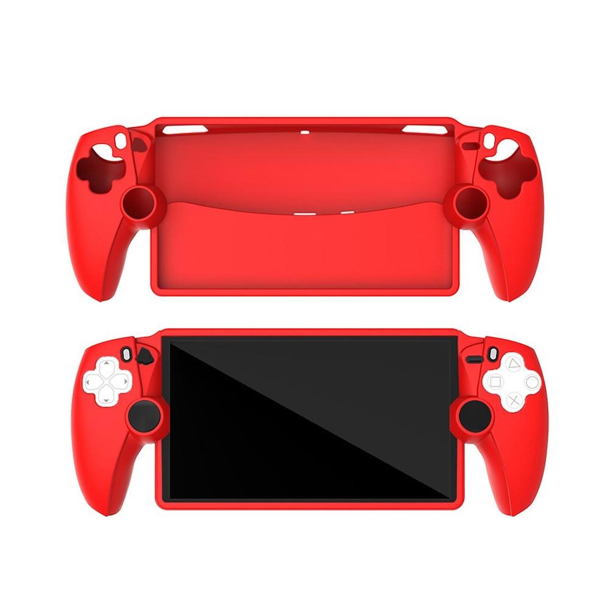 Wigento Handyhülle Für Sony PS5 Silikon Schutzcover Konsole Anti-Rutsch Hülle Rot, Rutschfest, Flexibel, Schützend