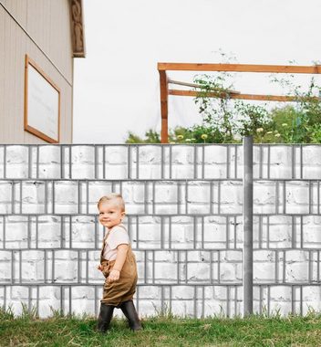 MyMaxxi Sichtschutzstreifen Zaunsichtschutz helle Ziegelsteine weiß Sichtschutz Garten Zaun