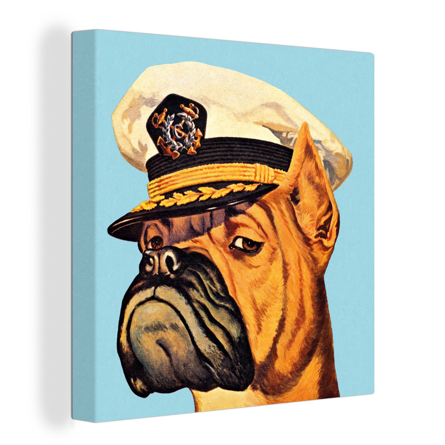 OneMillionCanvasses® Leinwandbild Eine Illustration eines Hundes als Kapitän in der Pop-Art, (1 St), Leinwand Bilder für Wohnzimmer Schlafzimmer
