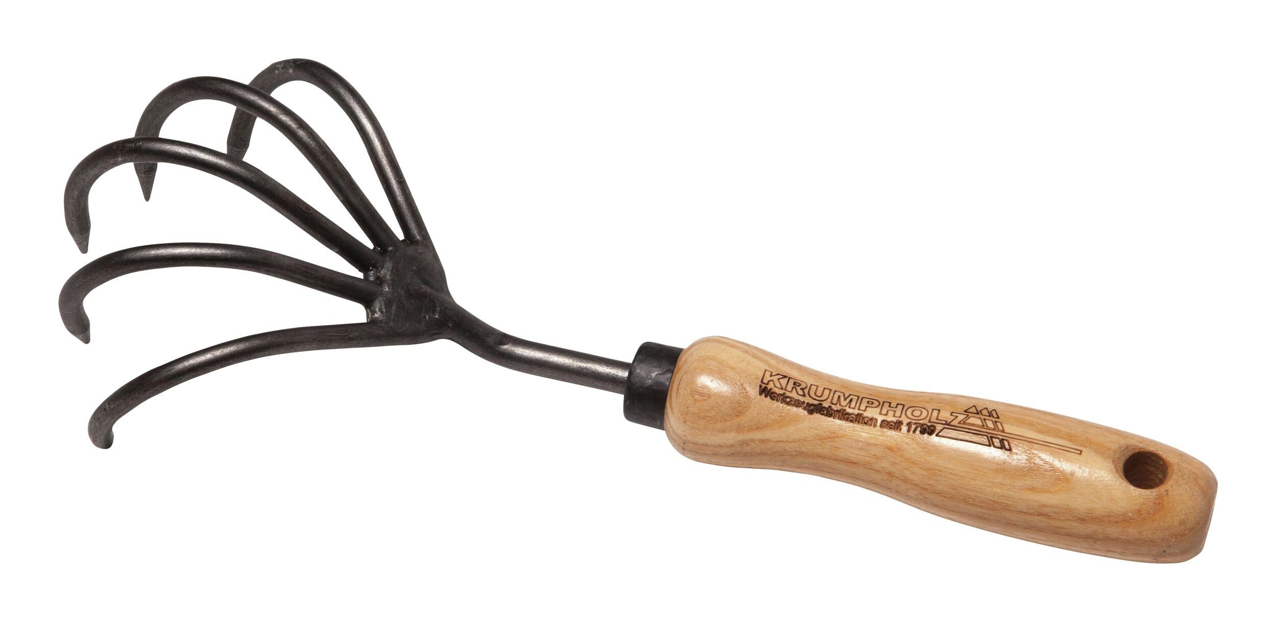 Krumpholz Grubber, Handgrubber 5 Zinken mit Eschengriff