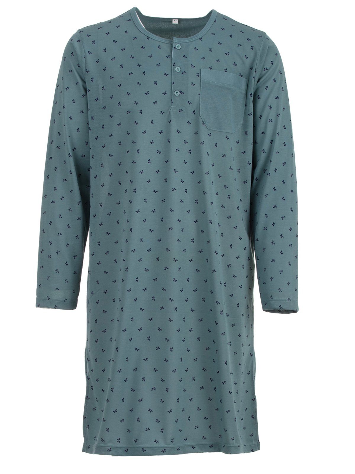 Lucky Nachthemd Uni Nachthemd Grafik Langarm petrol - Brusttasche