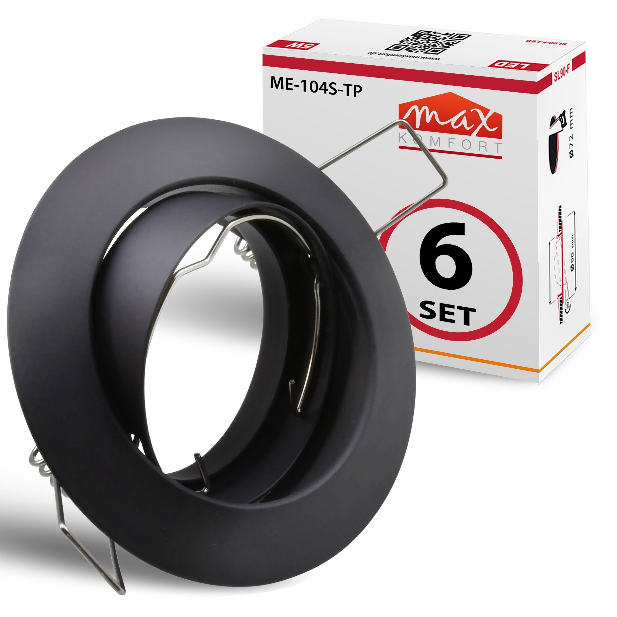 Maxkomfort Einbauleuchte 6/10/20er-Set, rund & schwenkbar, Deckenspots, GU10-Fassung, für LED und Halogen geeignet, ohne Leuchtmittel, Einbauspot, GU10-Fassung, 7 Farbvarianten, Einbautiefe 20mm