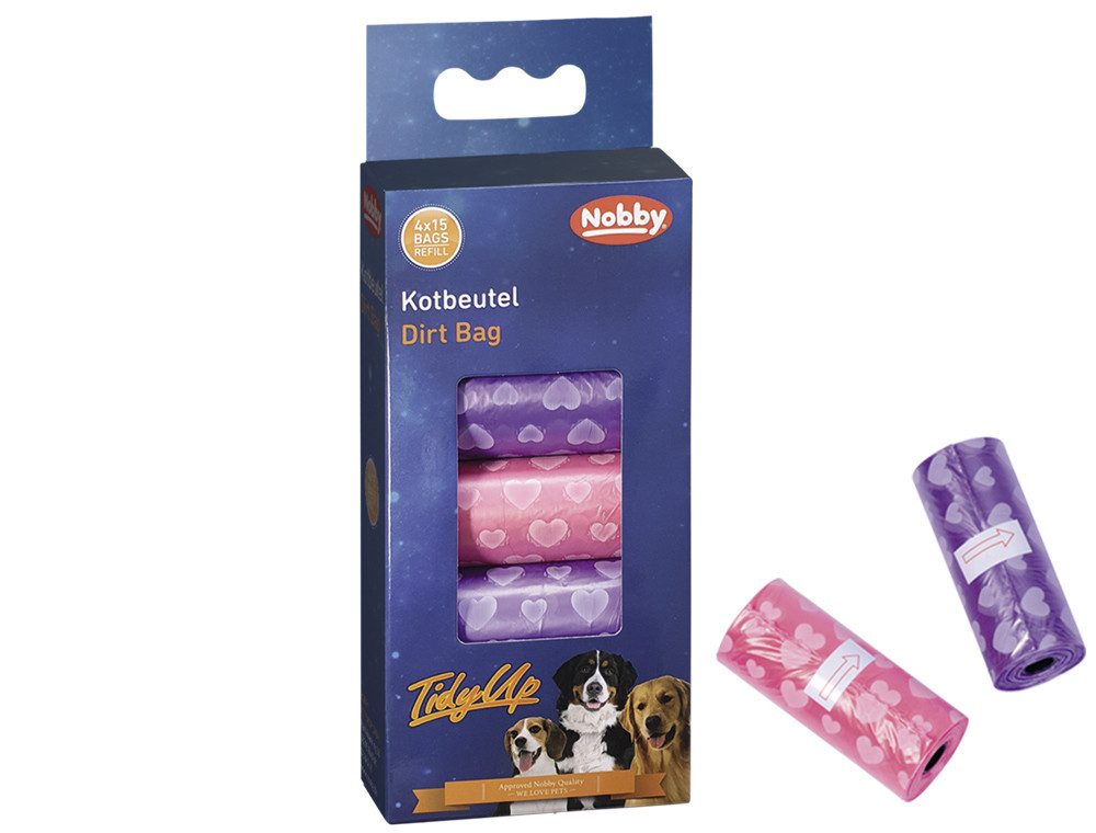 Hundehandtuch Nobby TidyUp Kotbeutel mit Herzchendruck 4 Rollen