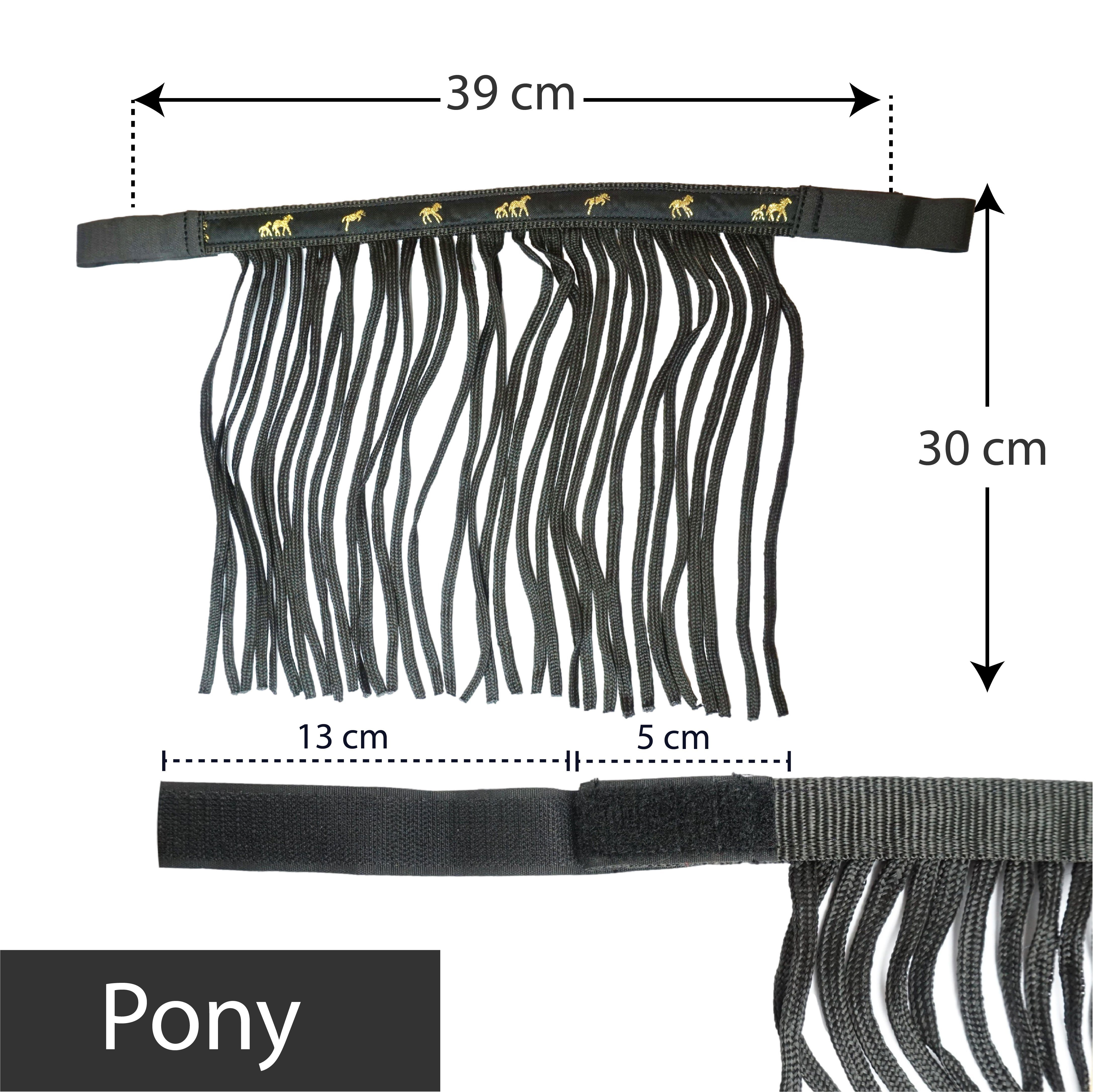 Pferdelinis Fliegenmasken Fliegenfransen für Pferde, Größe Pony mit Klettverschluss, Insektenschutz