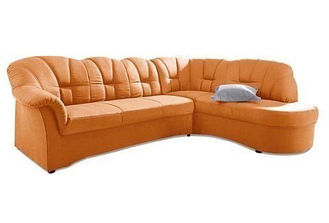 DOMO collection Ecksofa Papenburg, zeitlose Rückensteppung, elegante Armlehne, L-Form, mit Ottomane, wahlweise mit Bettfunktion
