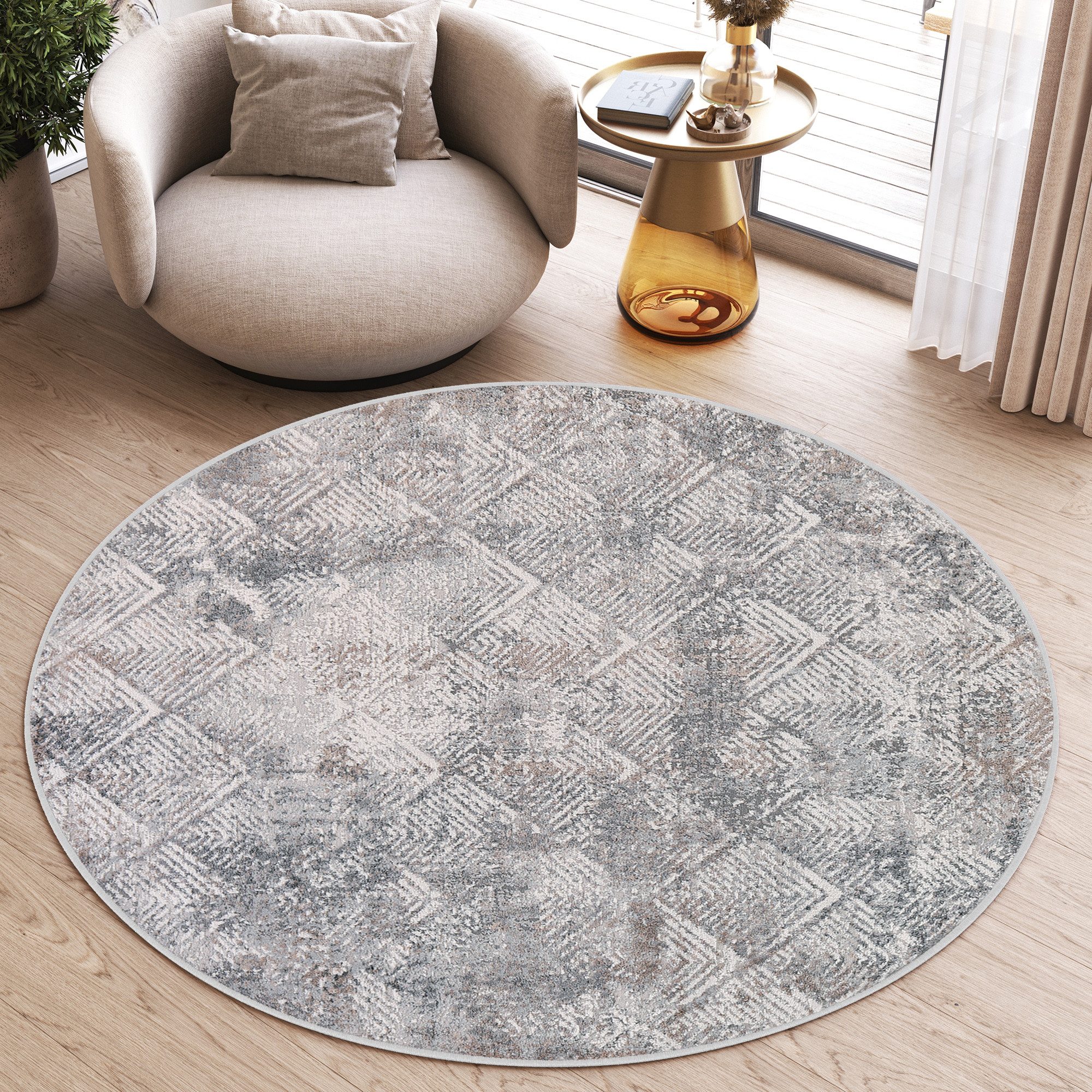 Tapiso Teppich VALLEY, rund, Höhe: 9 mm, Wohnzimmer, Schlafzimmer, Vintage günstig online kaufen