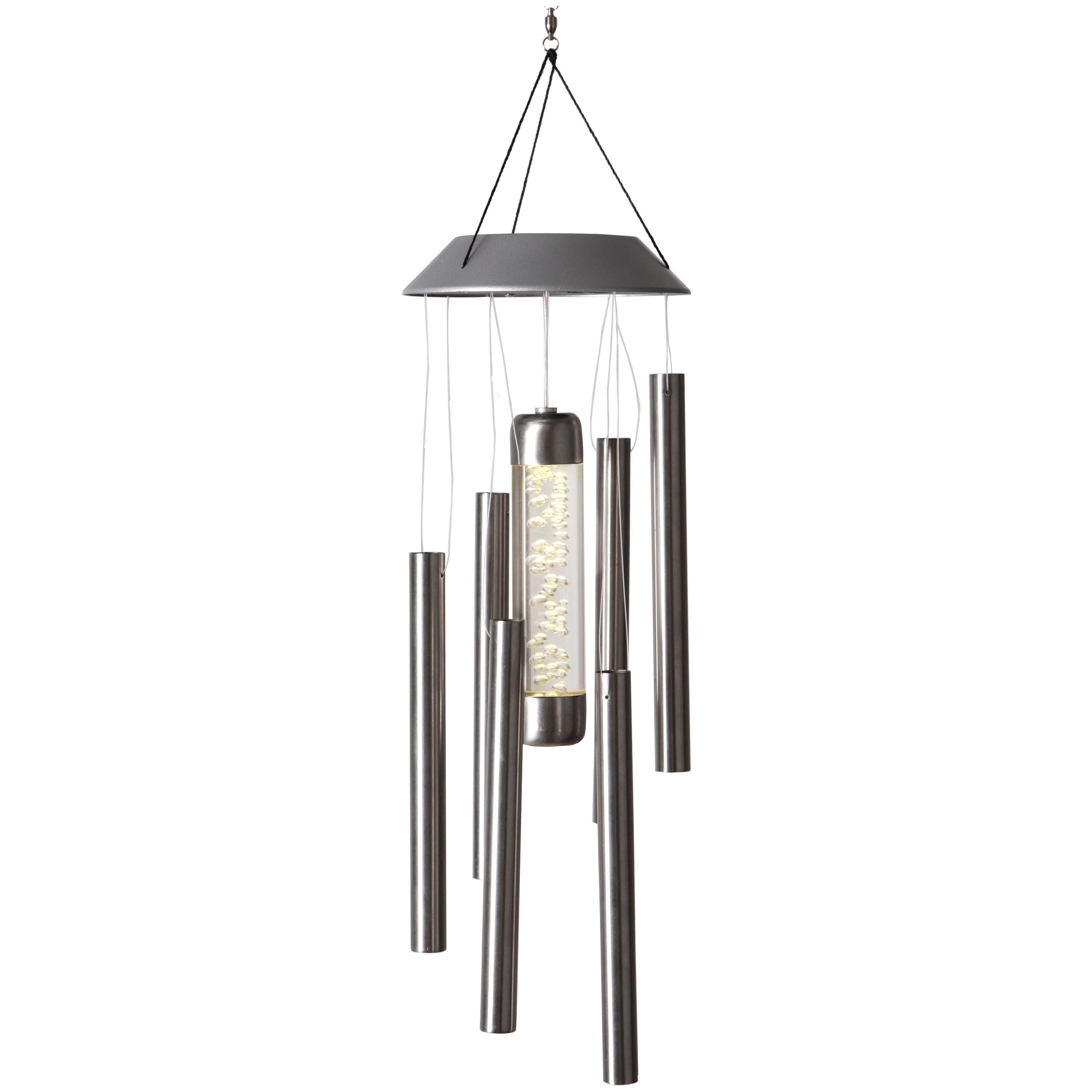 STAR TRADING LED Solarleuchte Solar Windspiel Bubbly, LED Solar-Windspiel,Bubbly, Edelstahl, Licht und Klang, Lichtsensor
