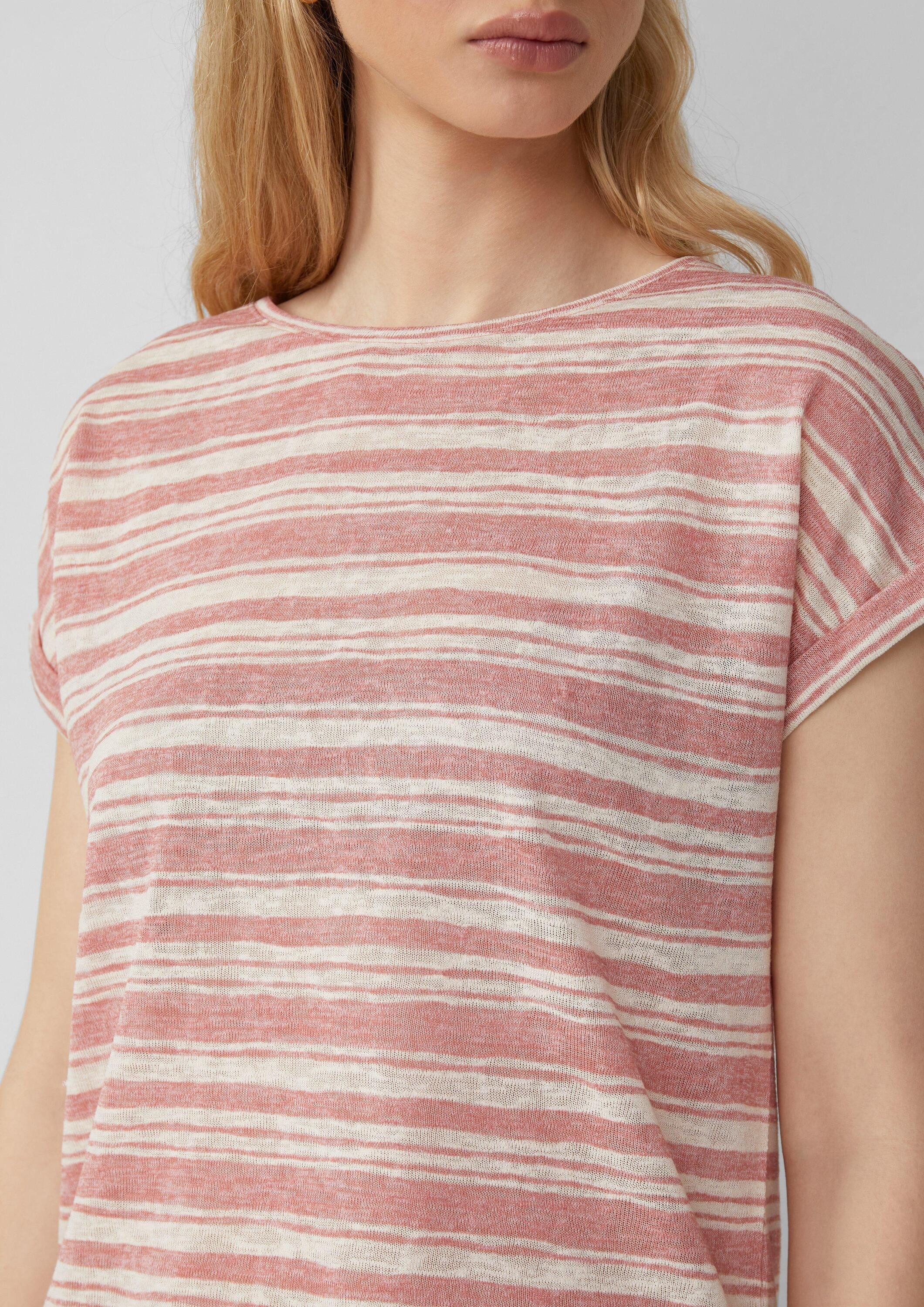 QS Kurzarmshirt T-Shirt Ringelshirt aus Viskosemix