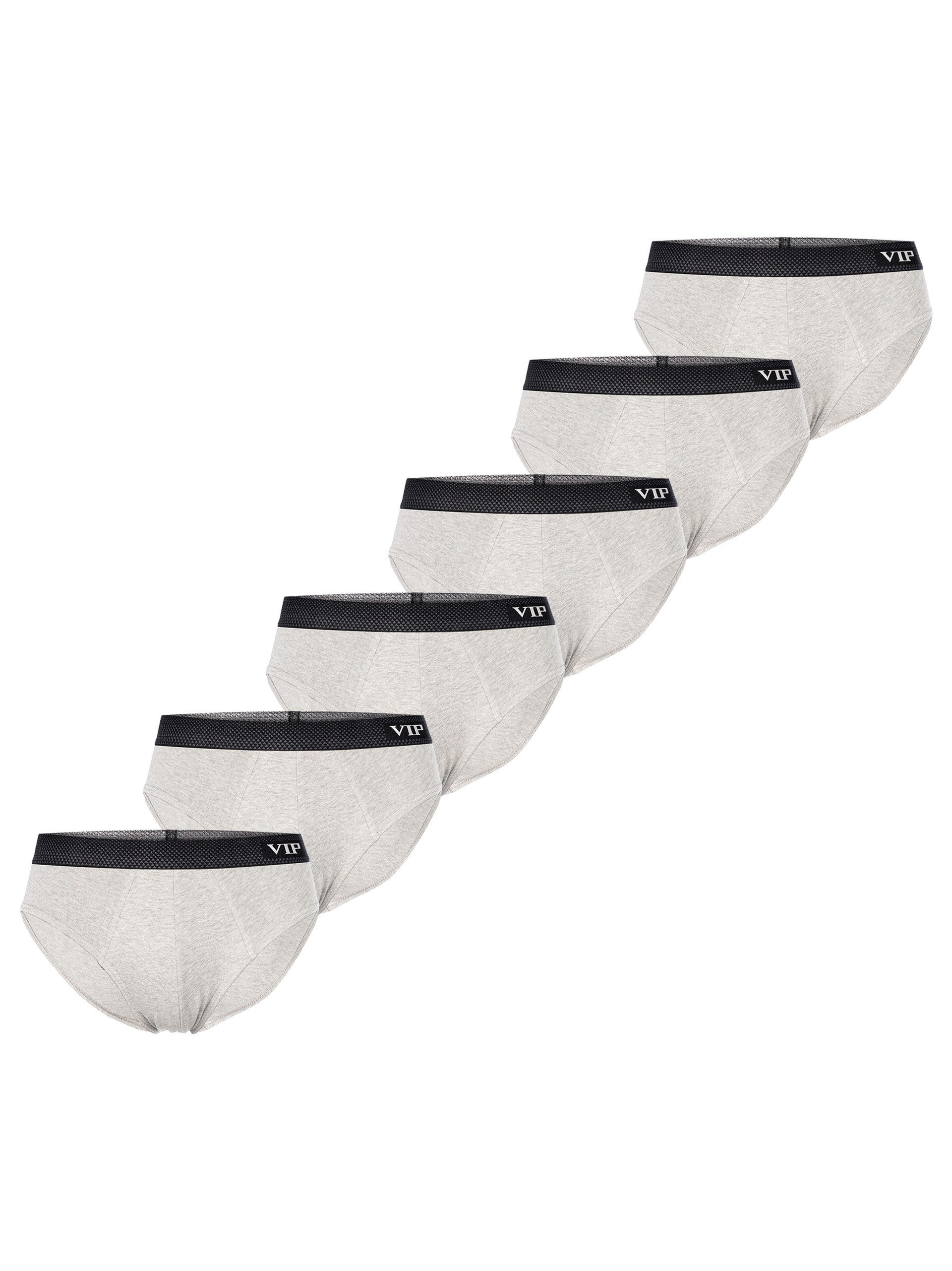 VIP Slip Premium Jersey Stretch - 6er Set - klassische Unterhosen (6-St) Unterwäsche Männer Herren Uni Baumwoll-Mix (95% Baumwolle) 6-Pack