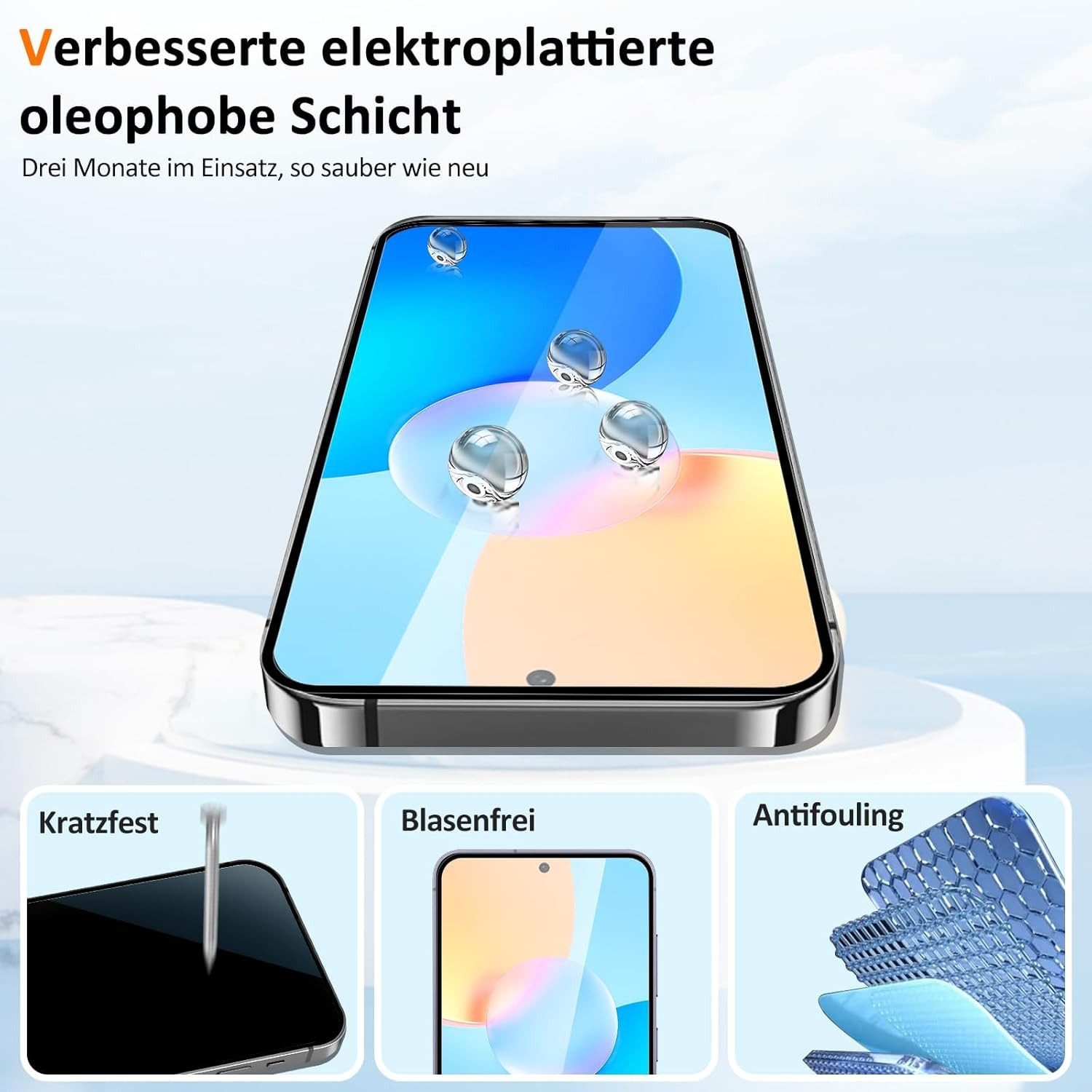 CLM-Tech Displayschutzglas 2X für Samsung Galaxy S26 Plus / S26+, Panzerglas Folie - Blasenfreie Anbringung und kratzfest -, 2 Stück, Anti-Fingerabdruck – Bild 2 von 5