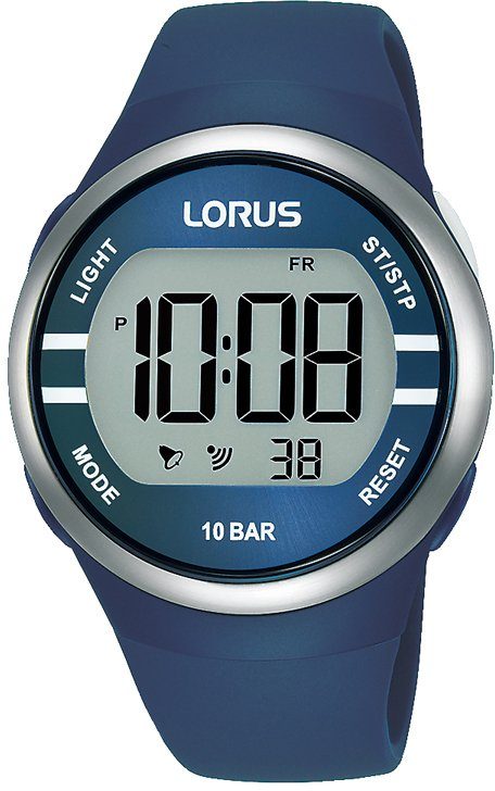 LORUS Chronograph Lorus Digital Chrono, R2339NX9, Armbanduhr, Quarzuhr, Damenuhr, Stoppfunktion, digitale Anzeige, Datum