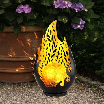 Globo LED Solarleuchte, Leuchtmittel inklusive, Warmweiß, Solarlampe Außenlampe Gartenleuchte Lotusblume Flamme LED