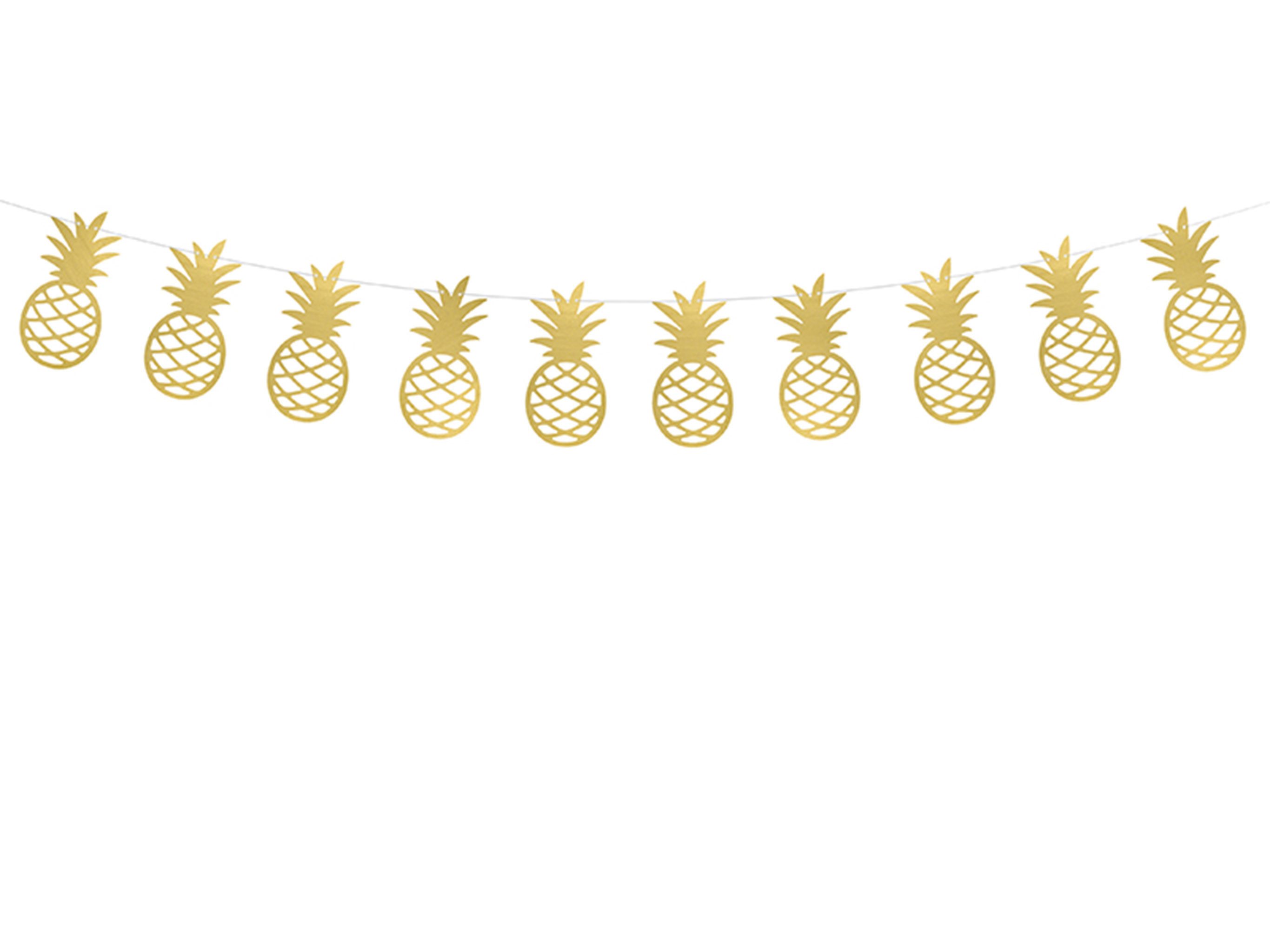 partydeco Wimpelkette, Girlande Ananas 13x150cm gold metallic