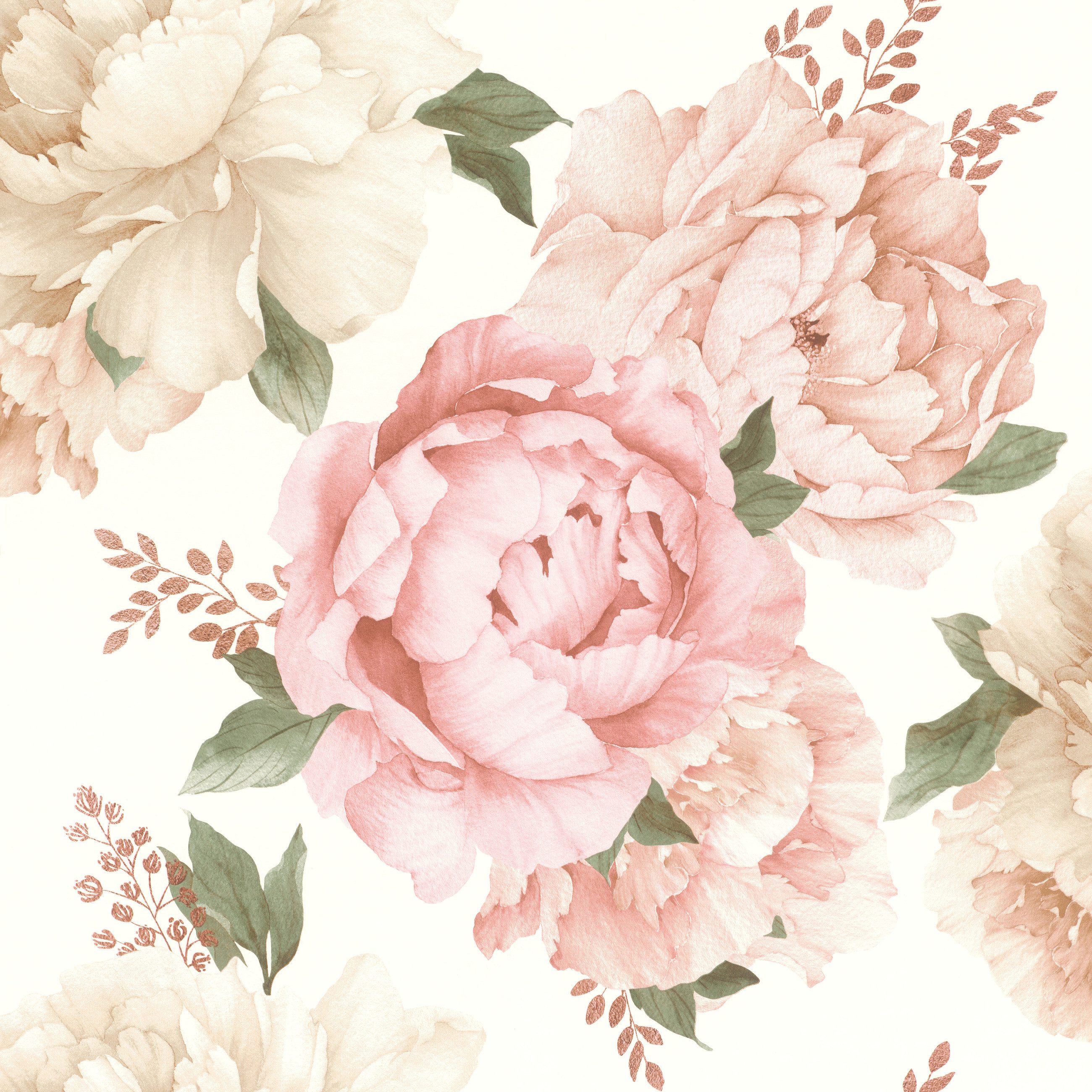 Rasch Papiertapete, glatt, Blumen, Floral, Rosen günstig online kaufen