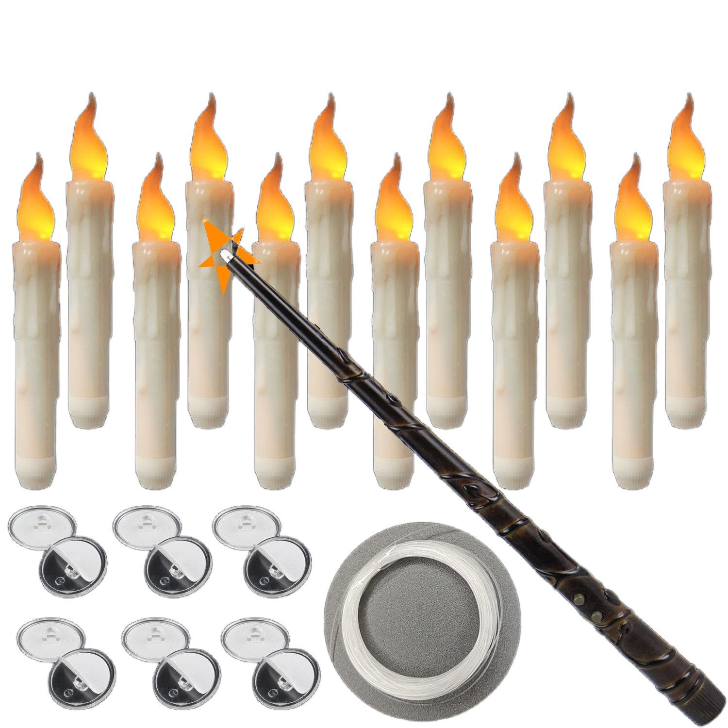 Coonoor LED-Kerze Flackernde Schwebende Kerzen mit Zauberstab,Hängende Flie günstig online kaufen