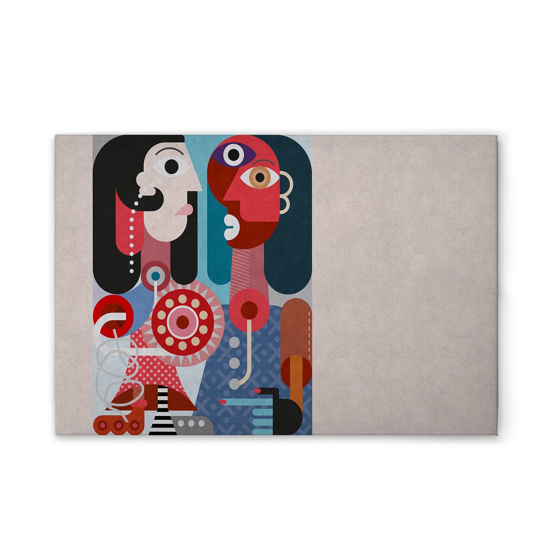 Tadessi Leinwandbild Bunt Pop Art Abstrakt Creme Grau versch. Größen, Gemälde