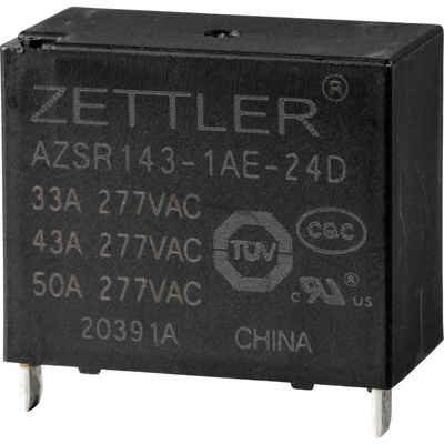 Zettler Electronics Zeitrelais Zettler Electronics AZSR143-1AE-24D Powerrelais 24 V/DC 50 A 1 Schließ, (AZSR143-1AE-24D)