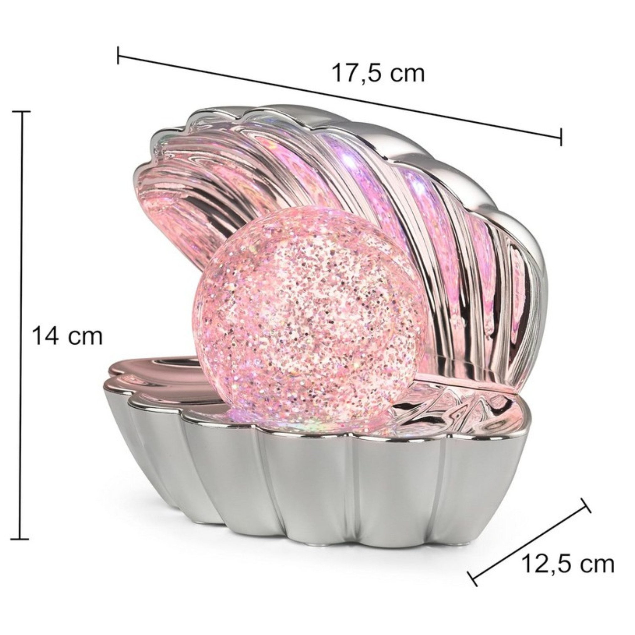 Lichthandel Hoch USB-Tischleuchte Glitzer RGB Tischleuchte Shelly LED Chrom / Pink Farbwechsel, Glitzer-Partikel mit Wirbel-Funktion, Batterien nicht enthalten