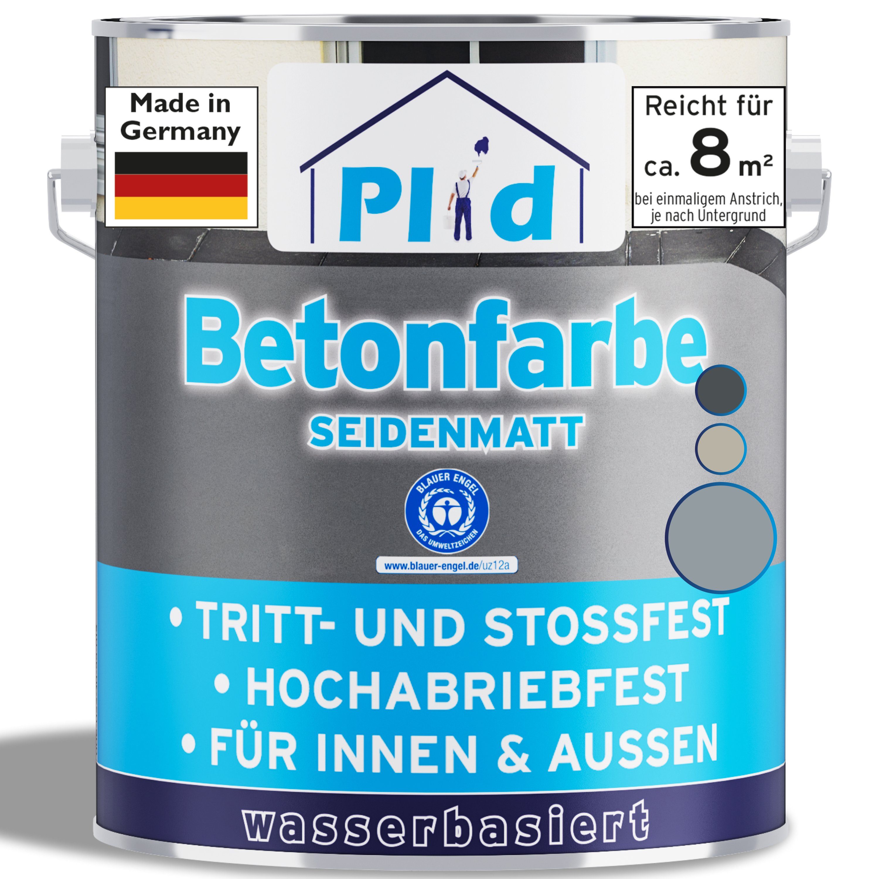 plid Acryl-Flüssigkunststoff Betonfarbe Bodenbeschichtung Bodenfarbe Sockelfarbe Flüssigkunstoff, Schnelltrocknend
