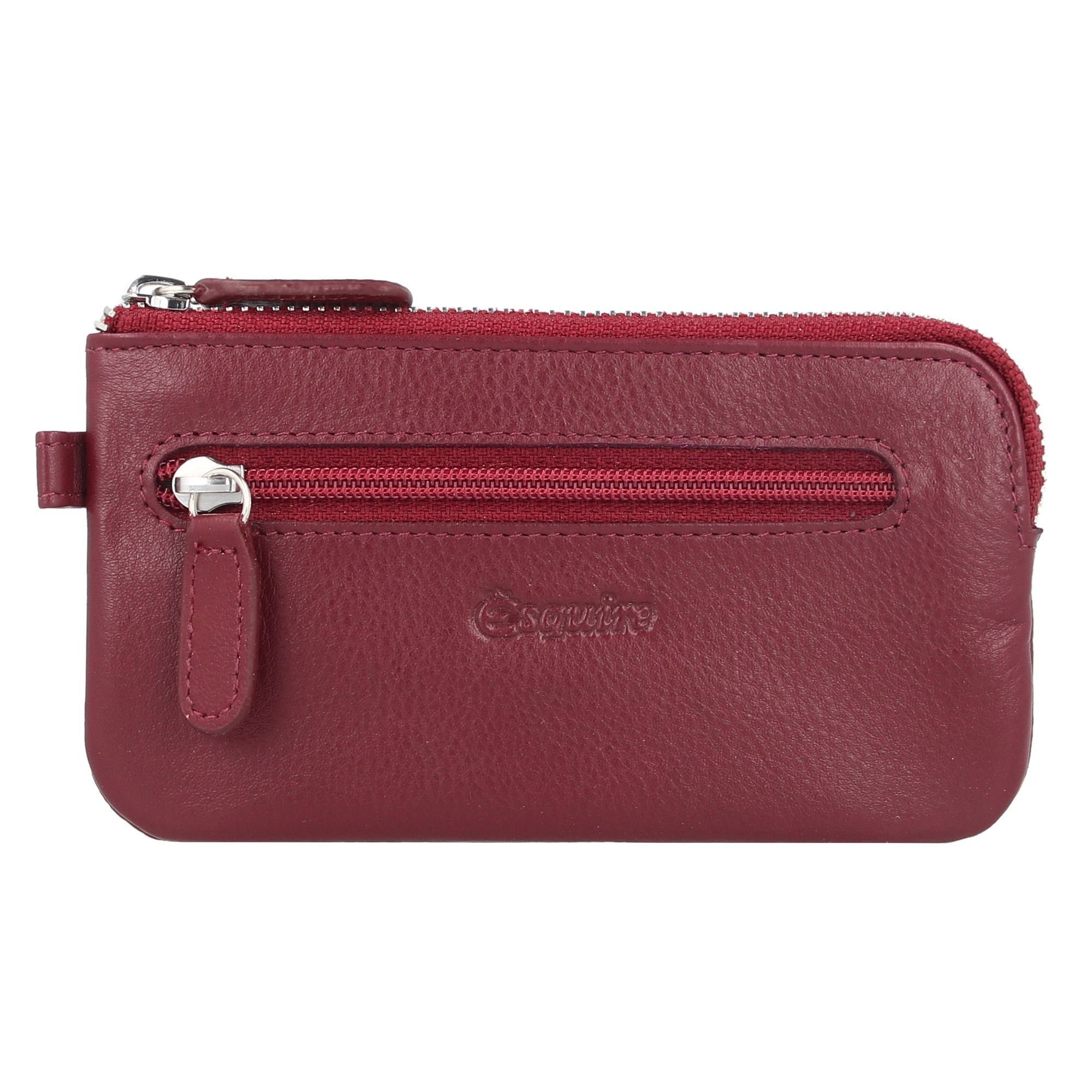 Esquire Schlüsselmäppchen „Duo“ In Weinrot – Minimalistisches Leder-Etui Mit 2 Schlüsselringen