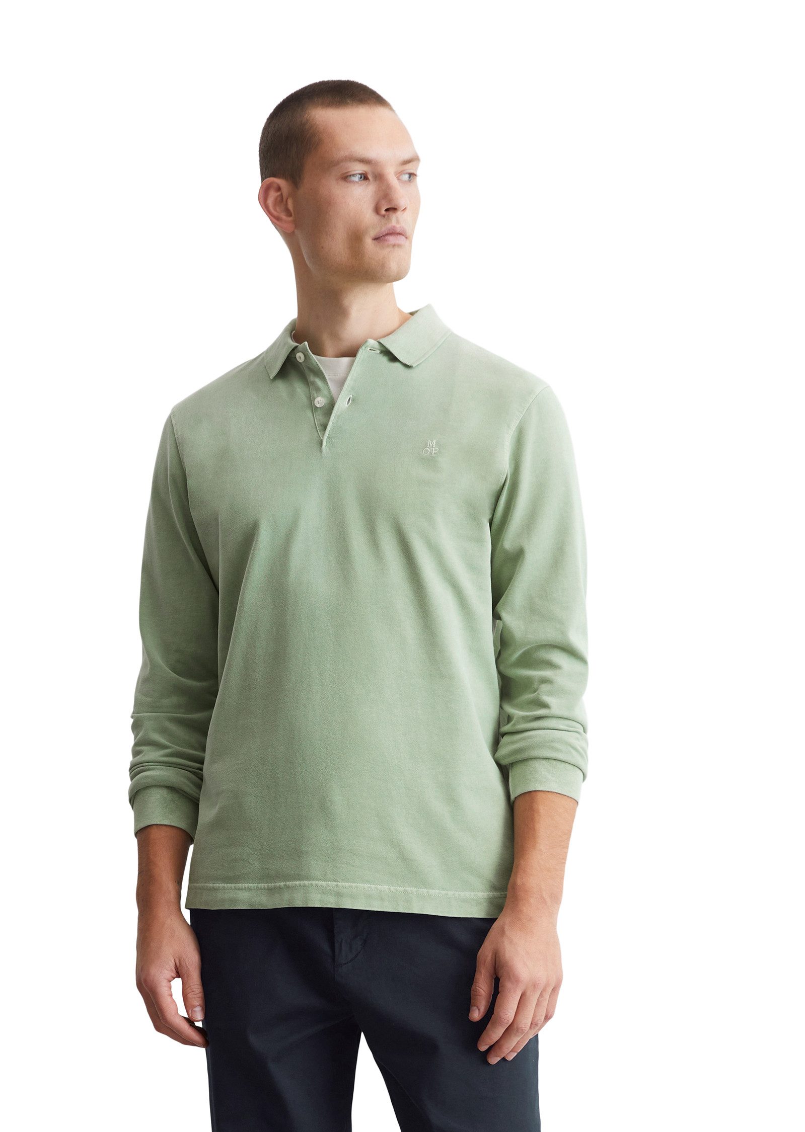 Marc O'Polo Langarm-Poloshirt im Washed-Look günstig online kaufen