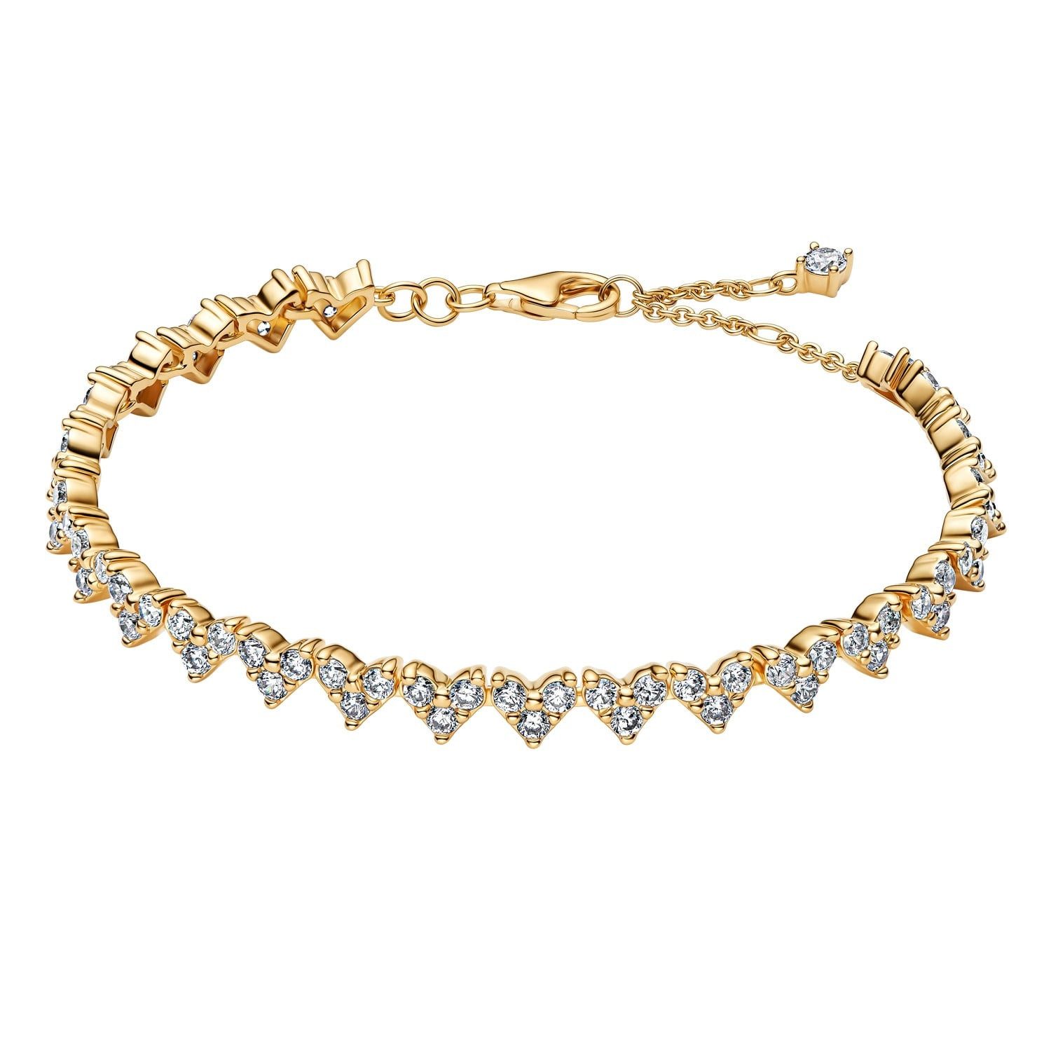 Pandora Gliederarmband Damen-Herz Dreifacher Goldfarben