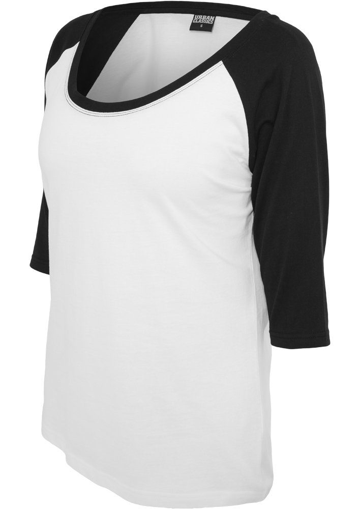 URBAN CLASSICS Damen white/black Kurzarmshirt Ladies (1-tlg) 3/4 Tee Raglan Contrast