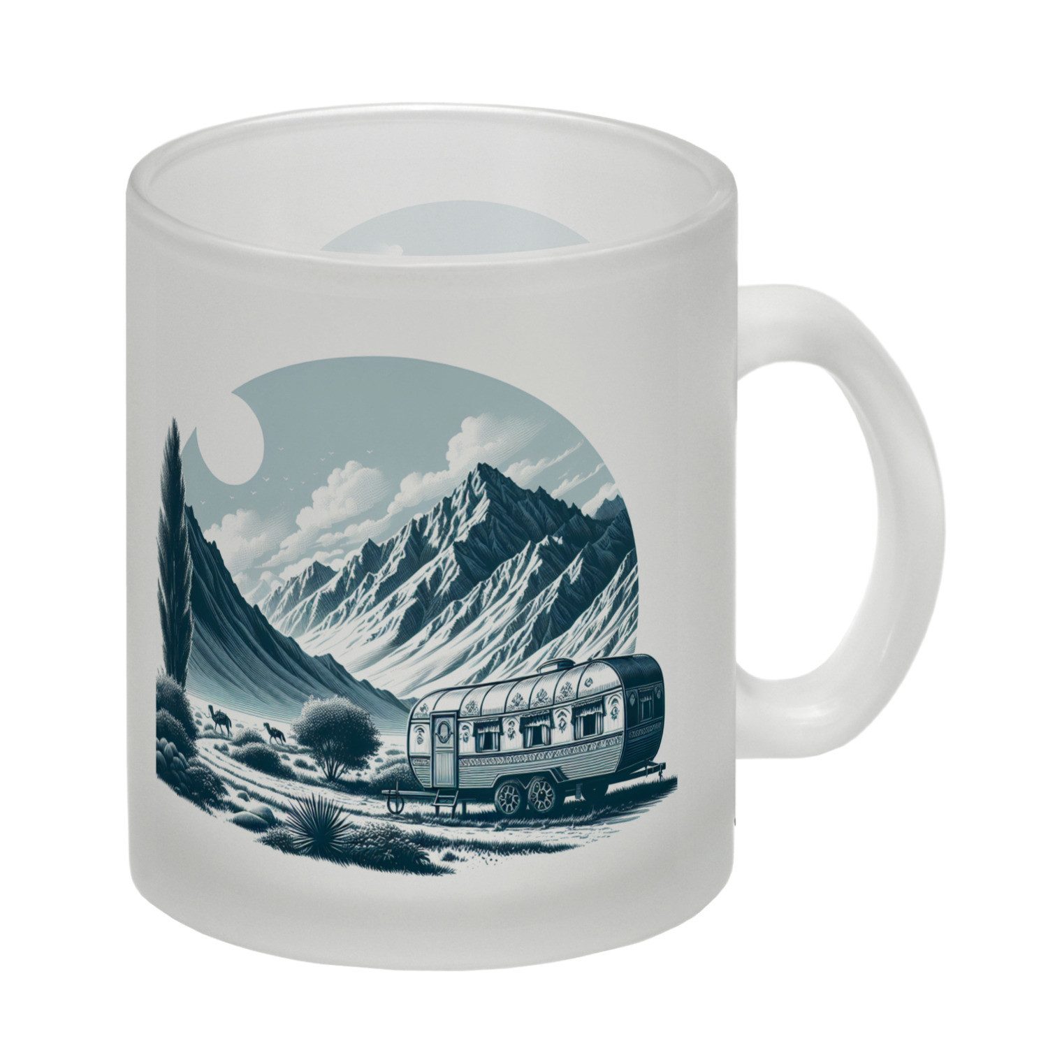 Tasse Wohnwagen in den Bergen Glas Tasse