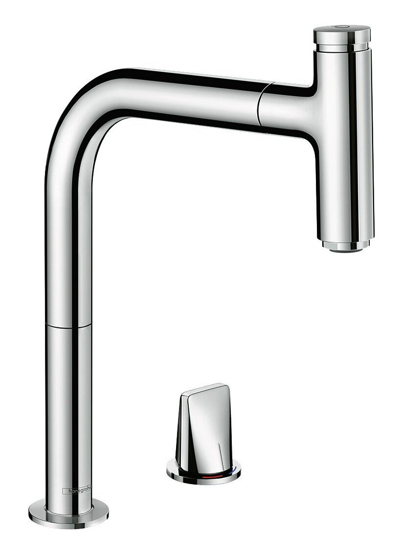 hansgrohe Küchenarmatur Metris M71 / Metris Select M71 2-Loch Einhebel 200 1jet mit Ausziehauslauf und sBox - Chrom