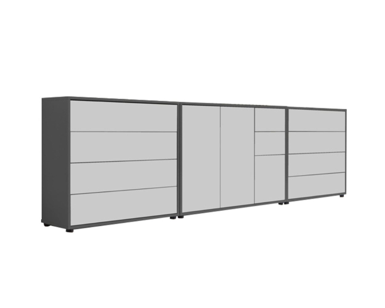 BMG Möbel Kommode Sideboard Mailand Set 8 in verschiedenen Ausführungen (3tlg), Korpus in Anthrazit, mit Anti-Fingerprint-Beschichtung