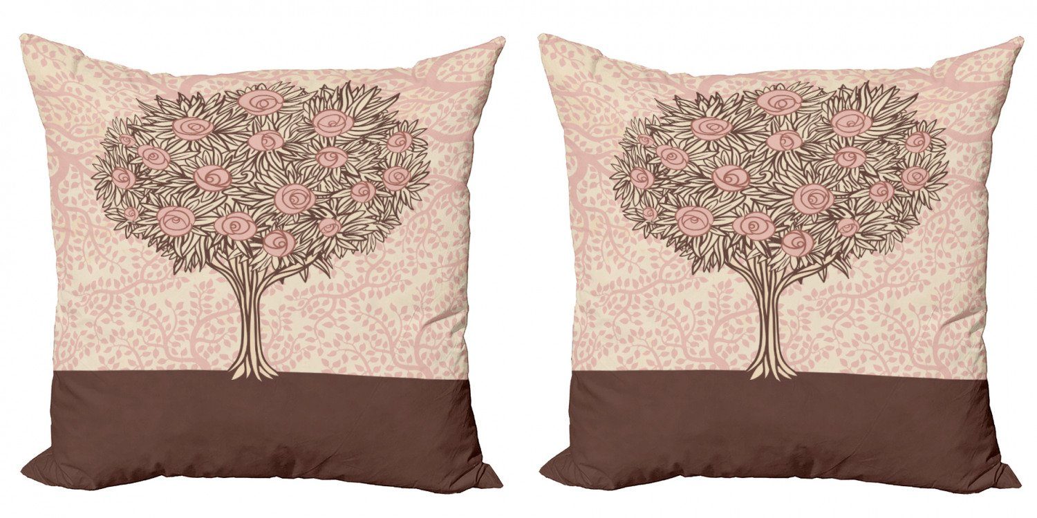 Kissenbezüge Modern Accent Doppelseitiger Digitaldruck, Abakuhaus (2 Stück), Rose Blühend Baum Ast | Kissenbezüge