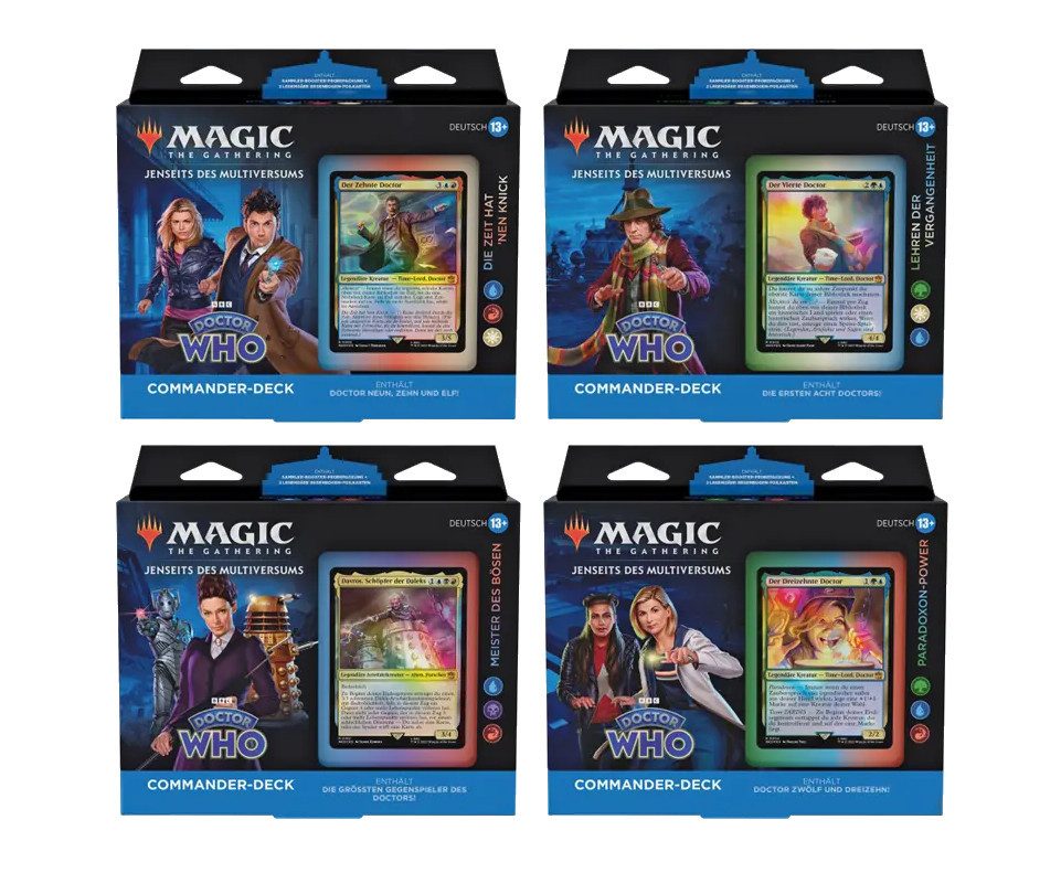 Magic the Gathering Sammelkarte Universes Beyond: Doctor Who Commander Deck Set Deutsch, Enthält 4 Commander Decks