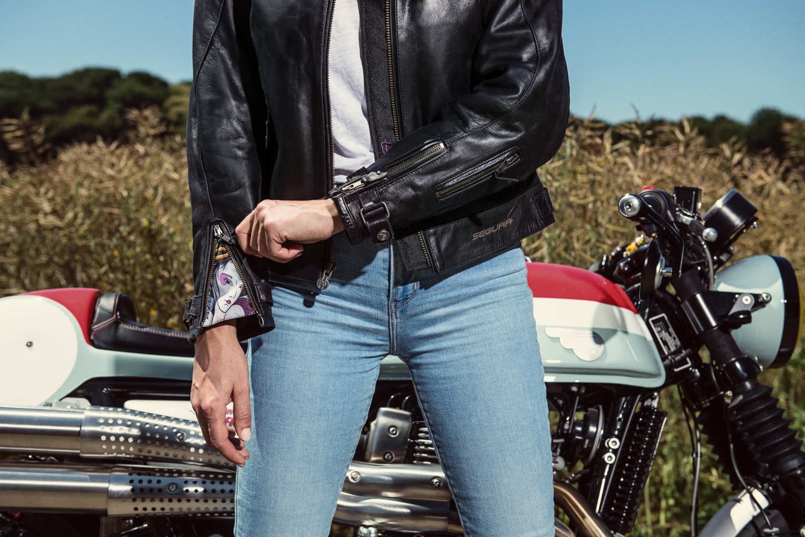 Segura Motorradjacke Subotai Damen Motorrad Lederjacke herausnehmbares Innenfutter
