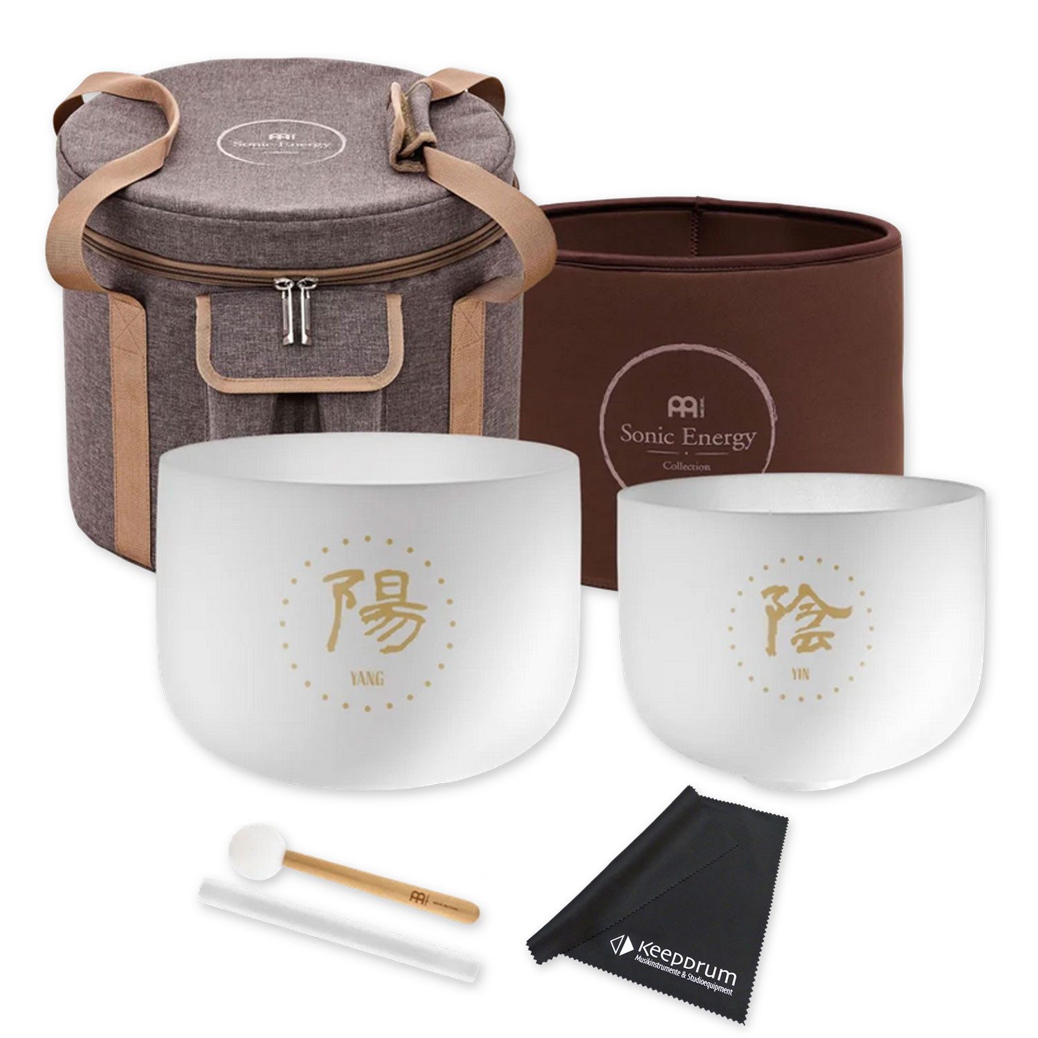Meinl Sonic Energy Klangschalen Meinl Sonic Energy Quarz-Klangschalen Set Yin Yang mit Tuch, Klangschalen-Set, Quarz-Klangschalen-Set mit Zubehör