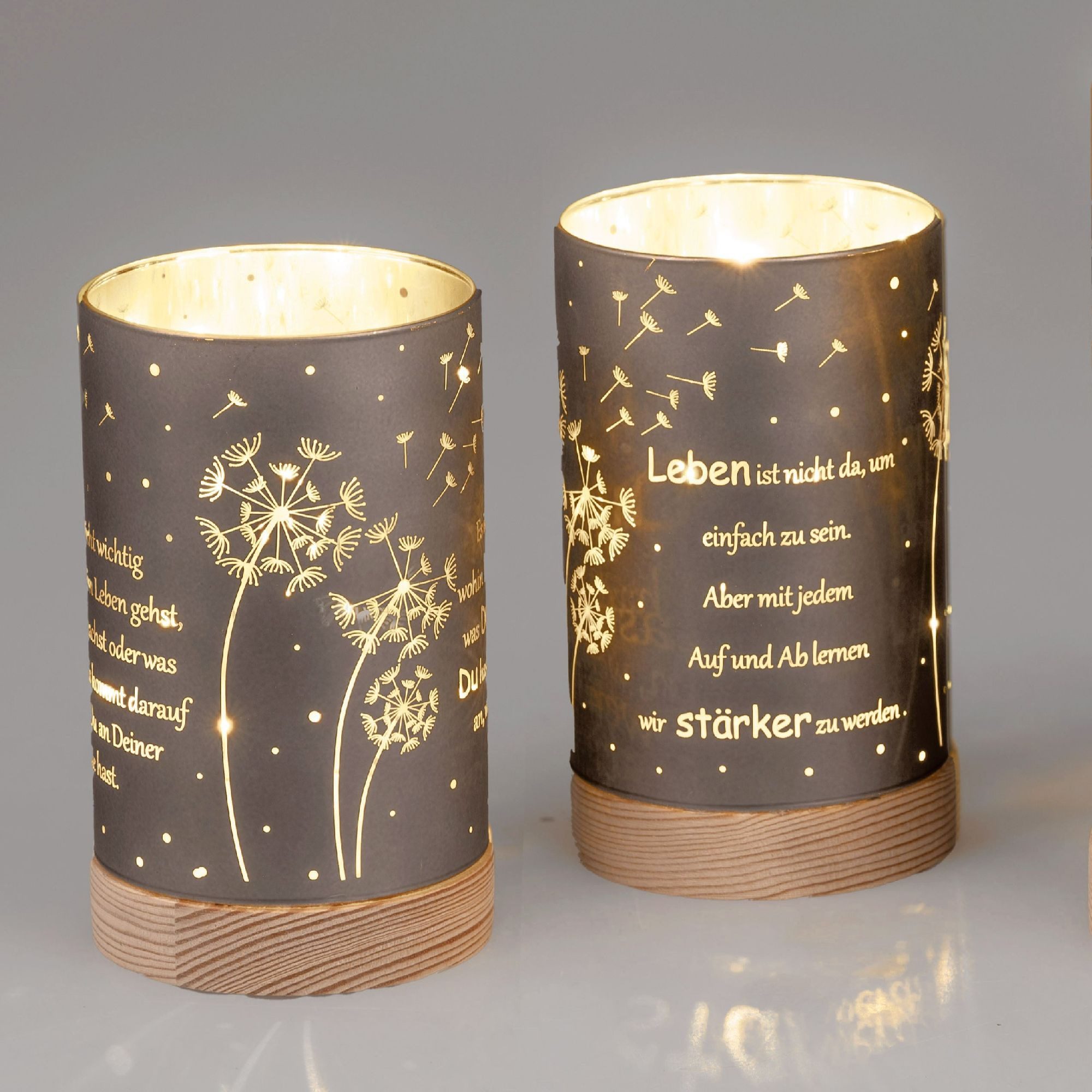 formano Nachttischlampe Sprüche, Mit Timerfunktion, Grau, Motiv: Pusteblume günstig online kaufen