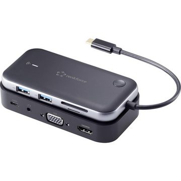 Renkforce Laptop-Dockingstation USB-C® Hub zur drahtlosen Bildübertragung, drahtlose Bildübertragung, integrierter Kartenleser