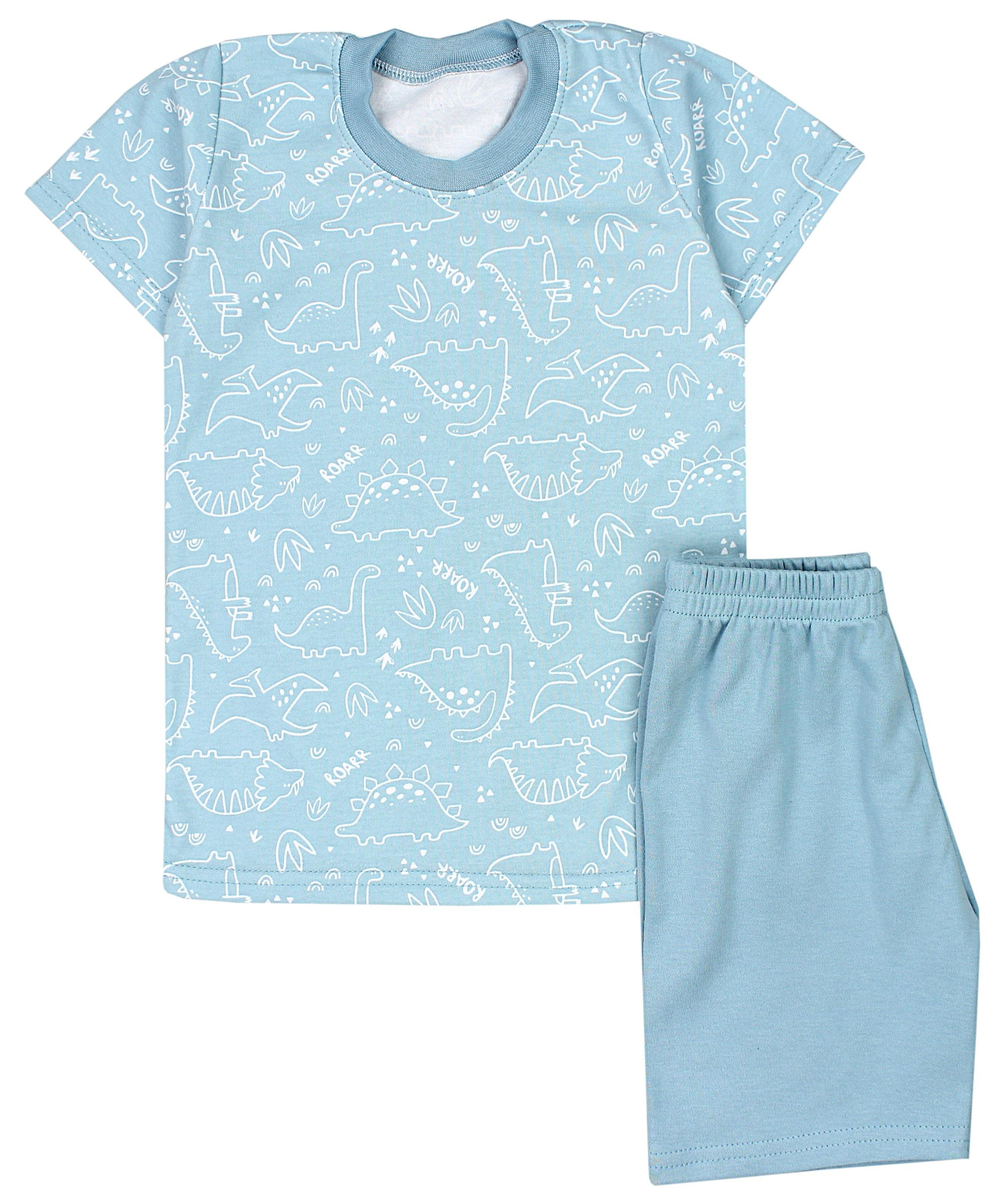 TupTam Schlafanzug Kinder Jungen Pyjama Schlafanzug Set Kurzarm 2-teilig Sommer Dino Mintgrün
