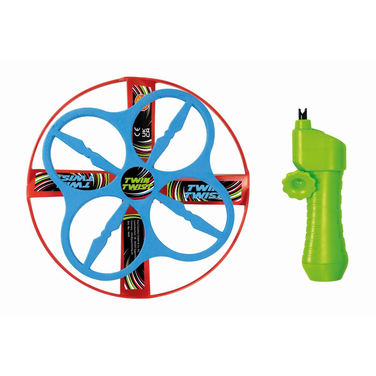 Paul Günther Windspiel Propellerspiel Fliegender Rotor Twin Twist blau/rot/grün Ø18cm