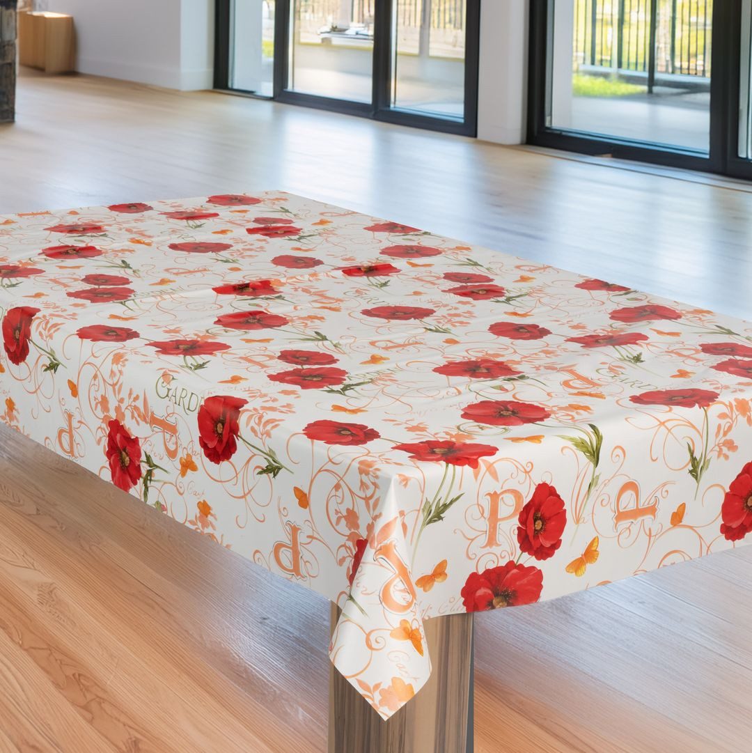 laro Tischdecke Wachstuch-Tischdecke Gartentischdecke Mohnblume Helvetica günstig online kaufen