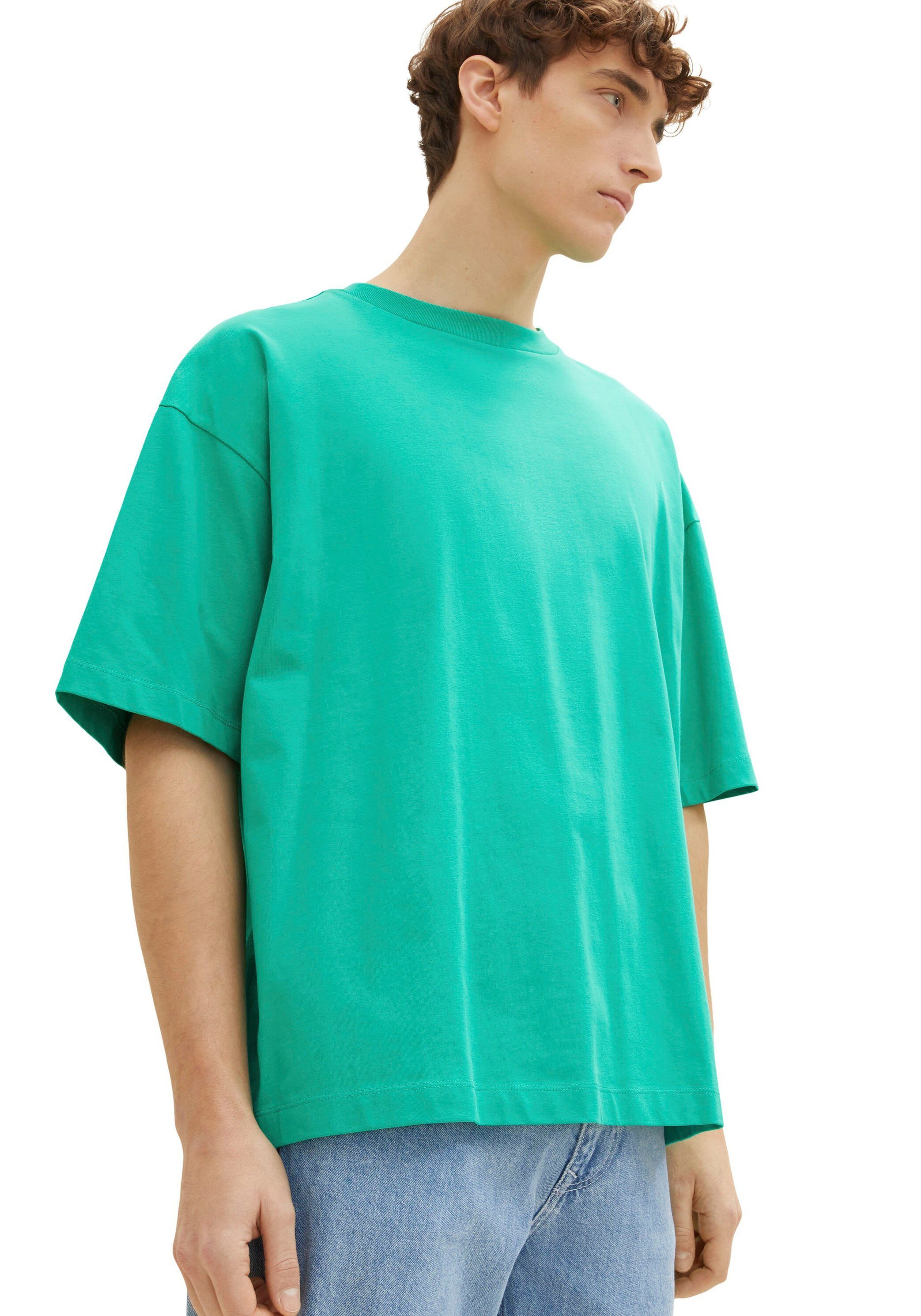 mit Denim Oversize-Shirt Rundhalsausschnitt TAILOR TOM grün