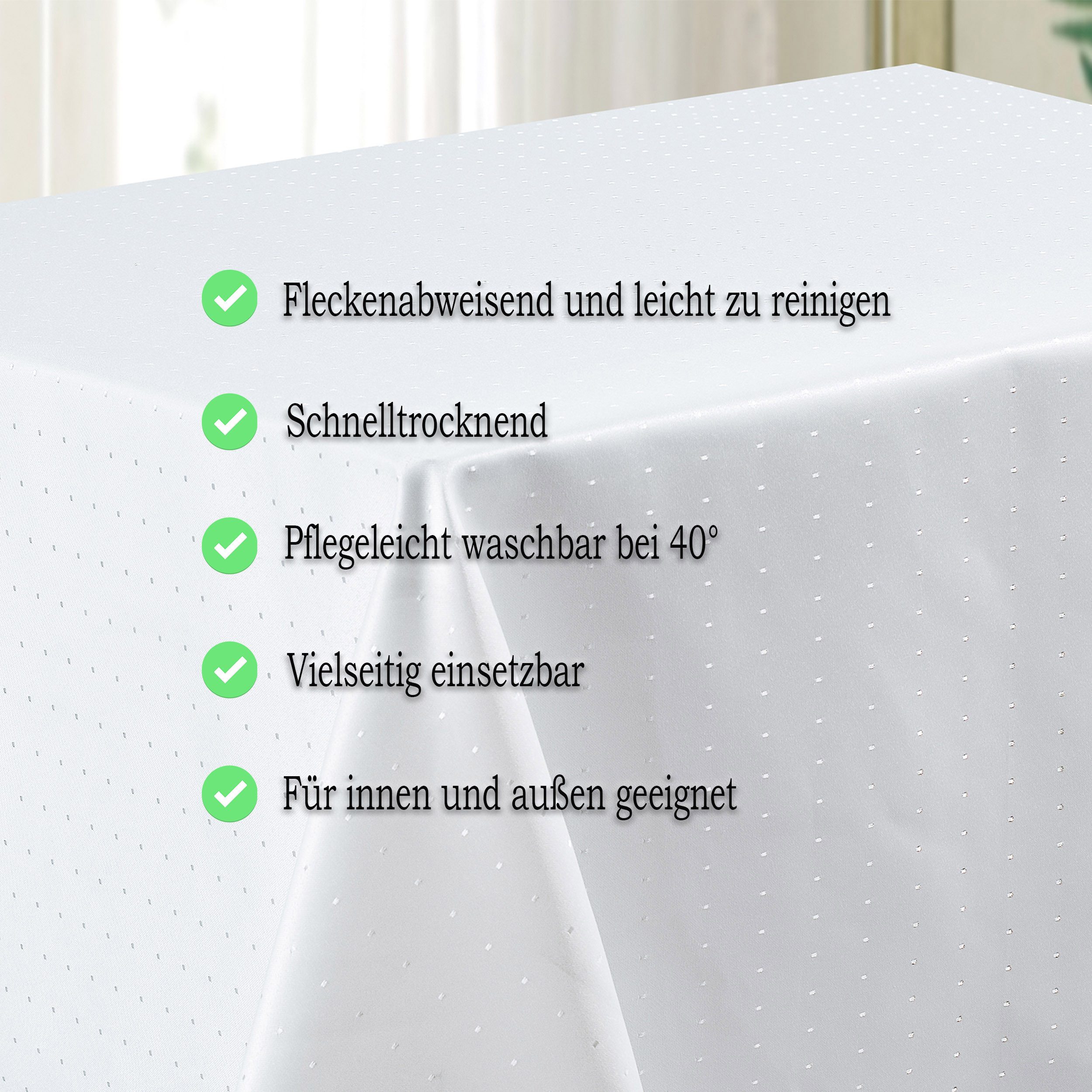 Haus und Deko Tischdecke Tischdecke Punkte eckig fleckenabweisend bügelfrei Tischwäsche Mitteld (1-tlg)