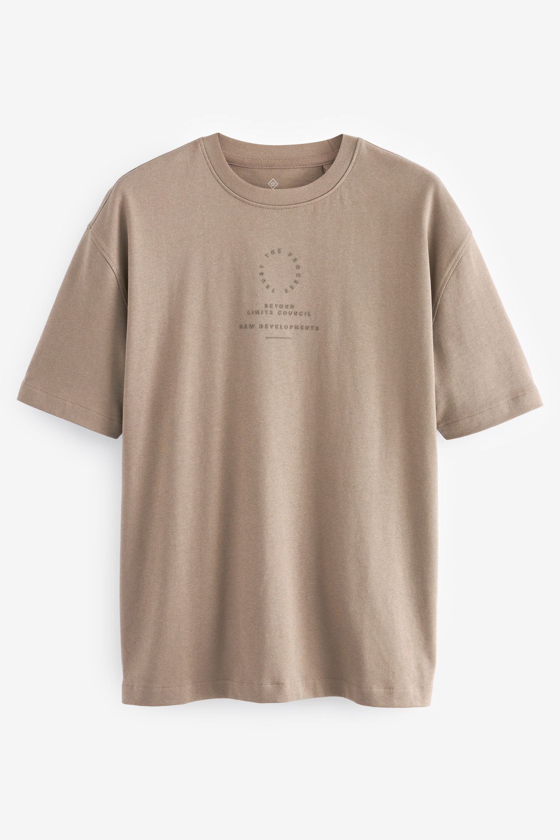 Print schwerem Front Neutral Stoff Next (1-tlg) T-Shirt aus T-Shirt