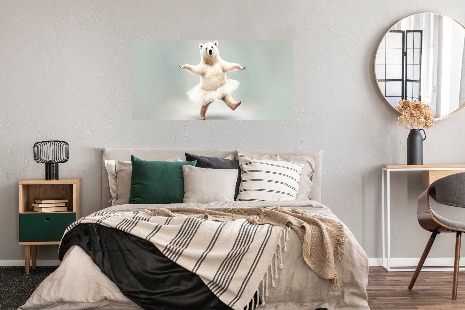 Eisbär - Wandposter, Porträt Rahmen, - - (1 Ohne Schlafzimmer, Wohnzimmer, Poster - Bild Kinder, MuchoWow Weiß für Tiere St), Wanddeko - Tutu