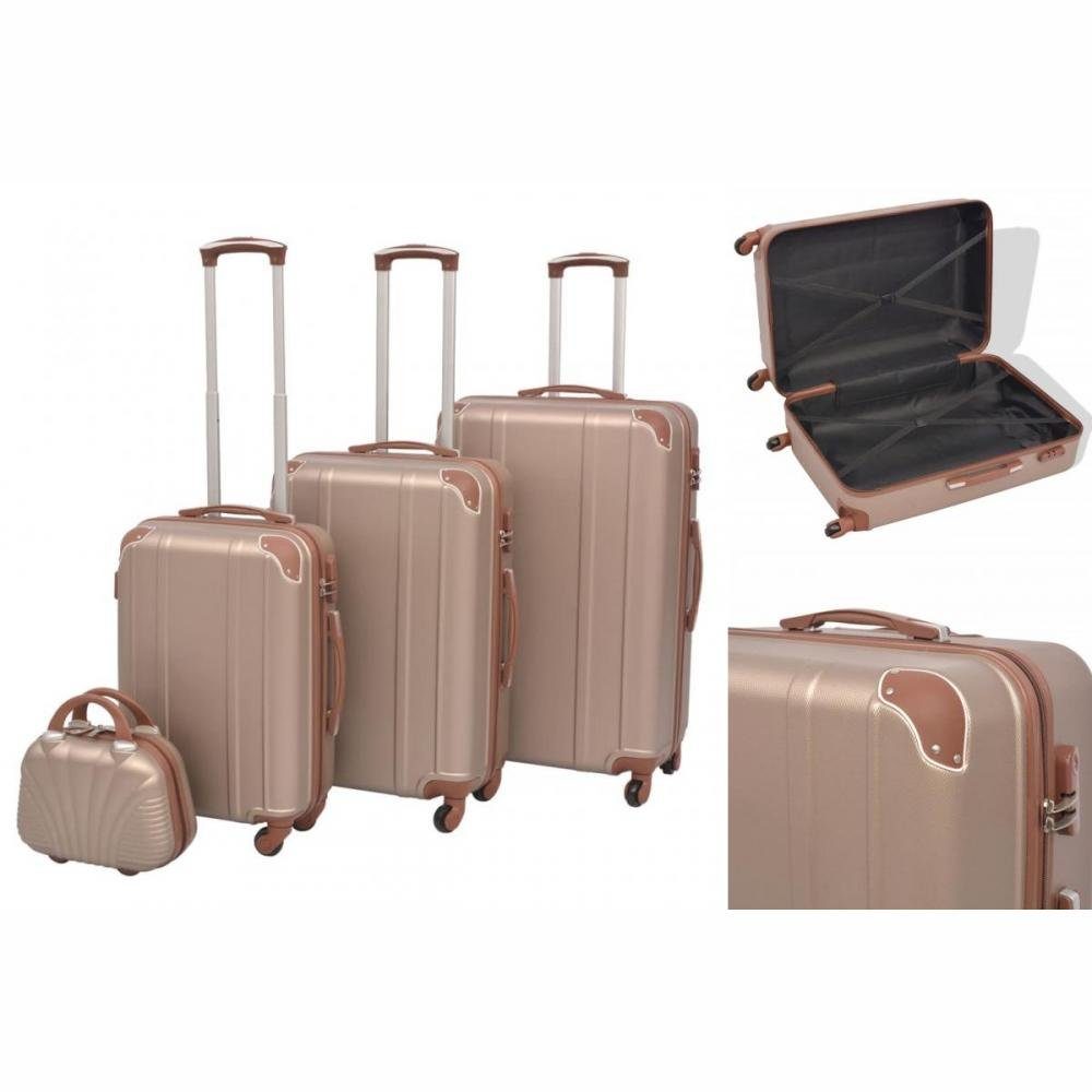 vidaXL Trolley Koffer Set Vierteiliges Hartschalen-Trolley-Set Champagner