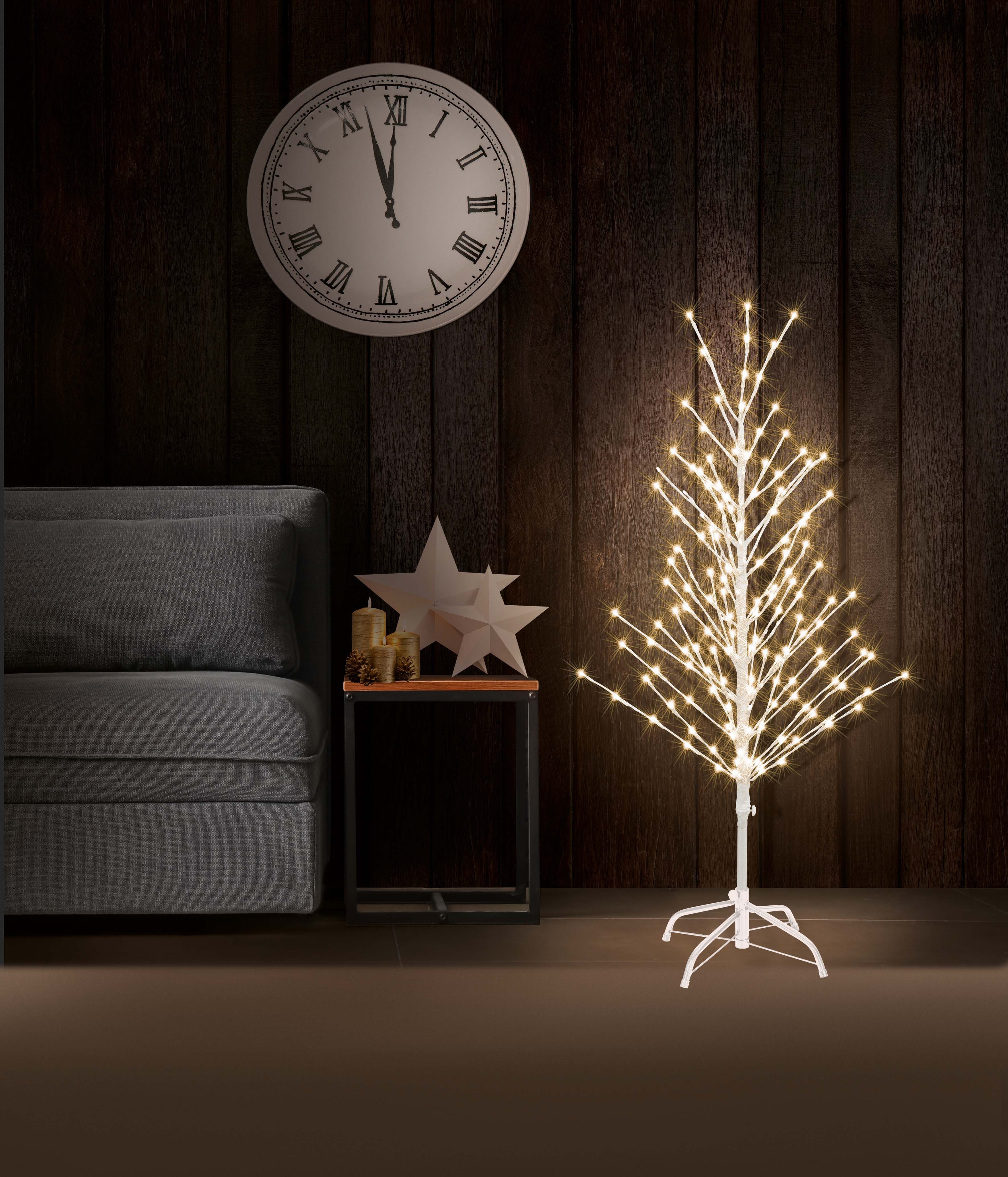Northpoint Dekobaum LED Lichtbaum Weiß für Weihnachten, 200 warmweiße LEDs, 120cm hoch